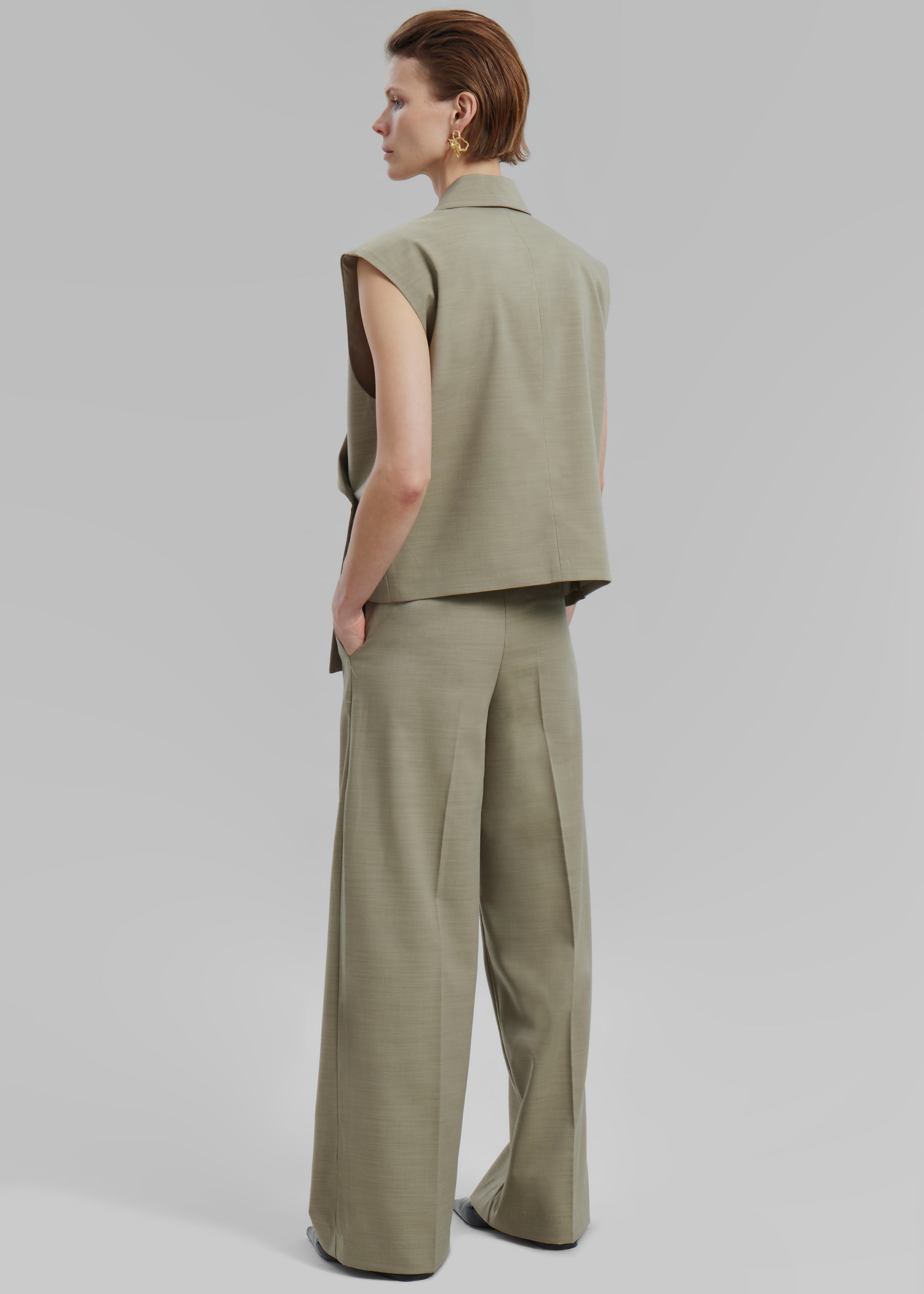 Alia Wide Leg Trousers - Beige