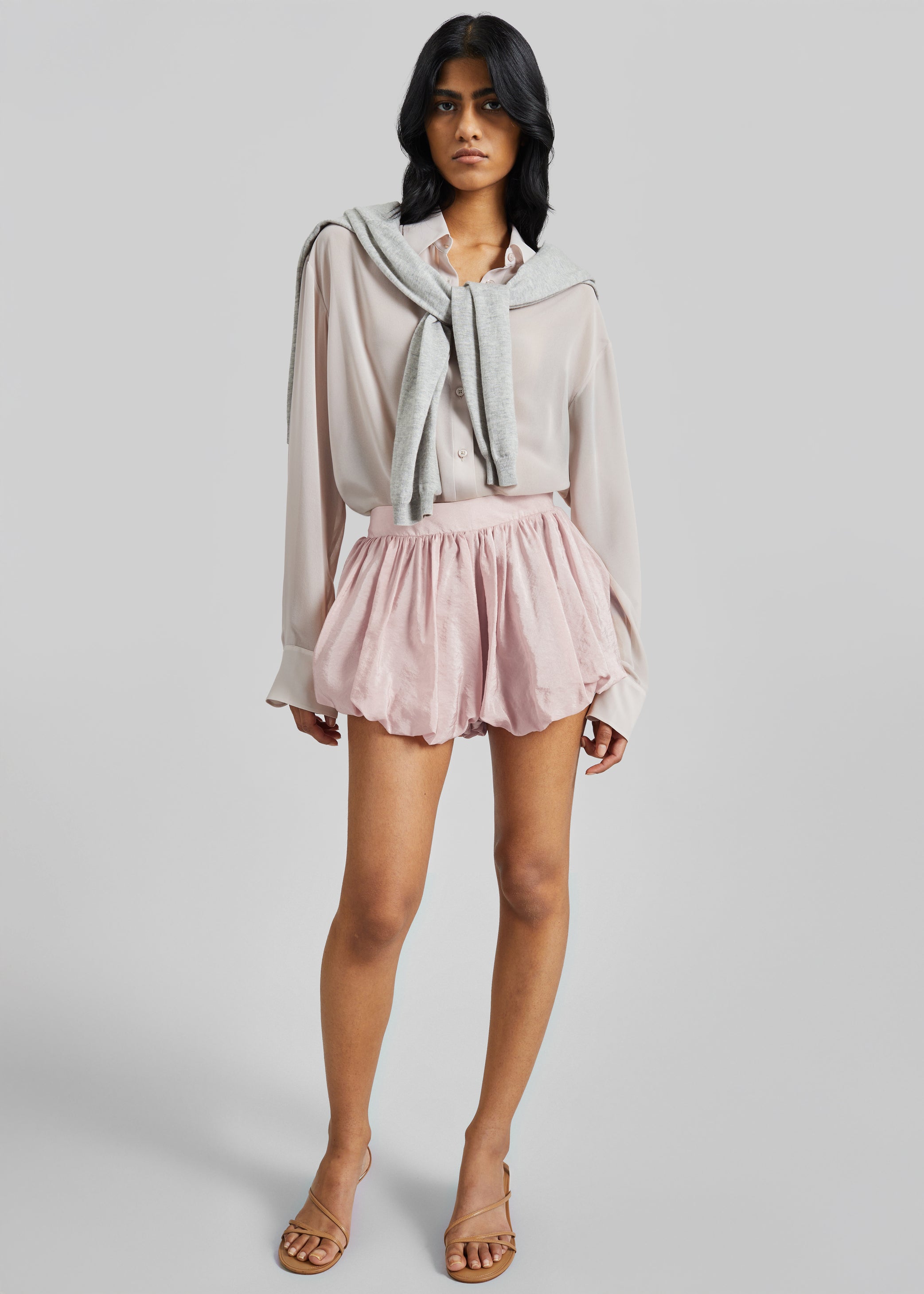 Shop the look image for Alina Bubble Hem Shorts - Faded Pink