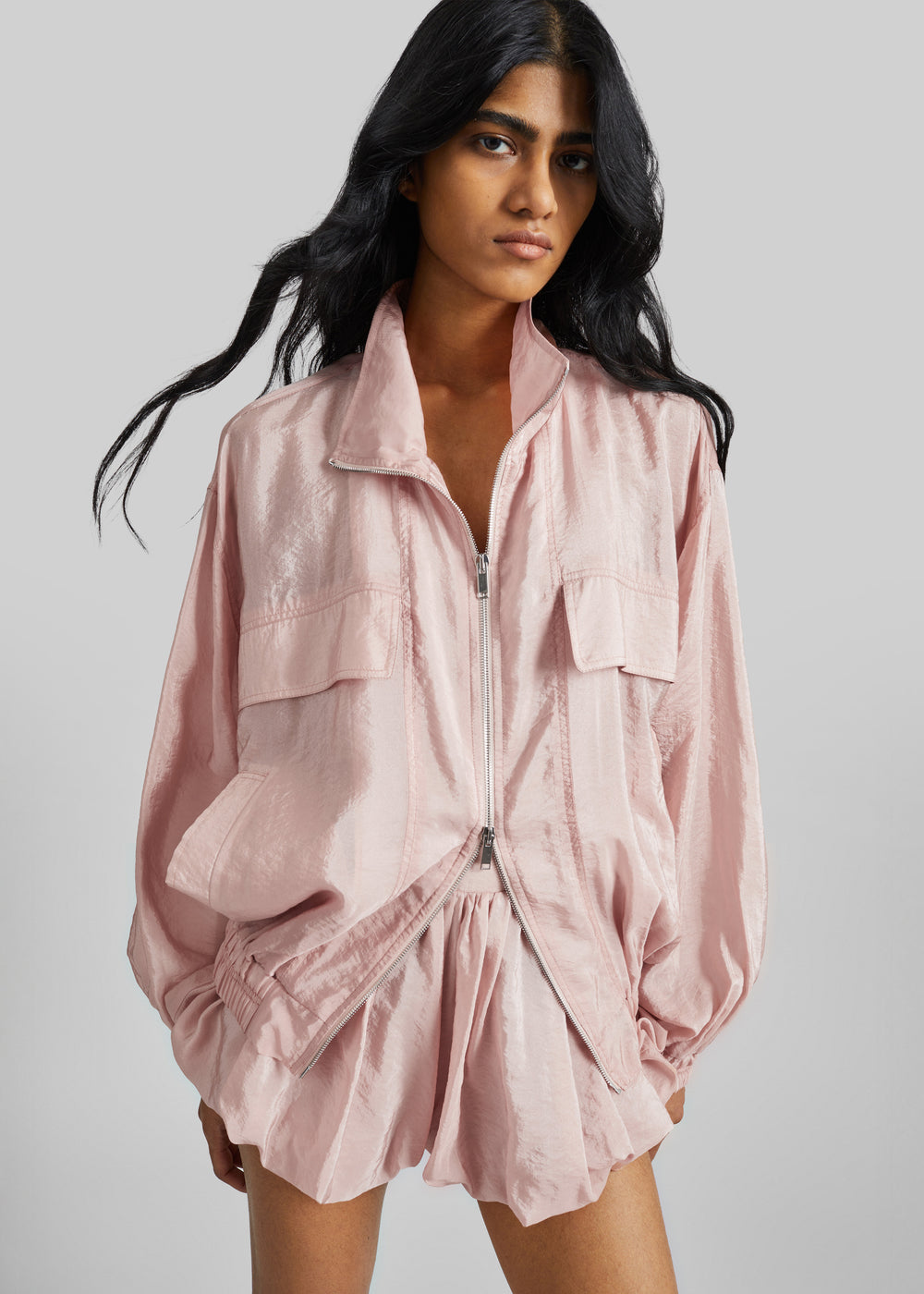 Alina Bubble Hem Shorts - Faded Pink - 1