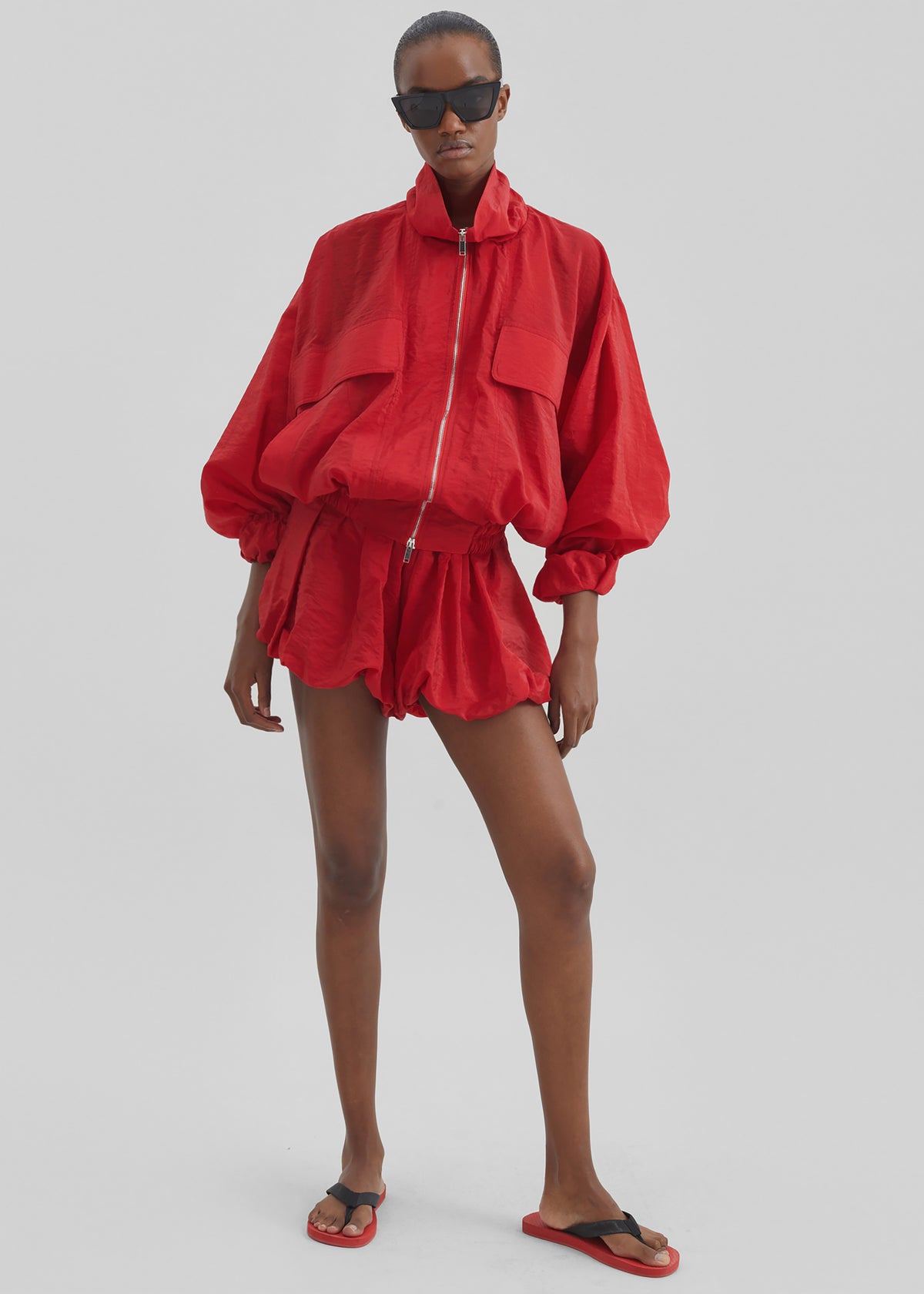 Alina Bubble Hem Shorts - Red - 1