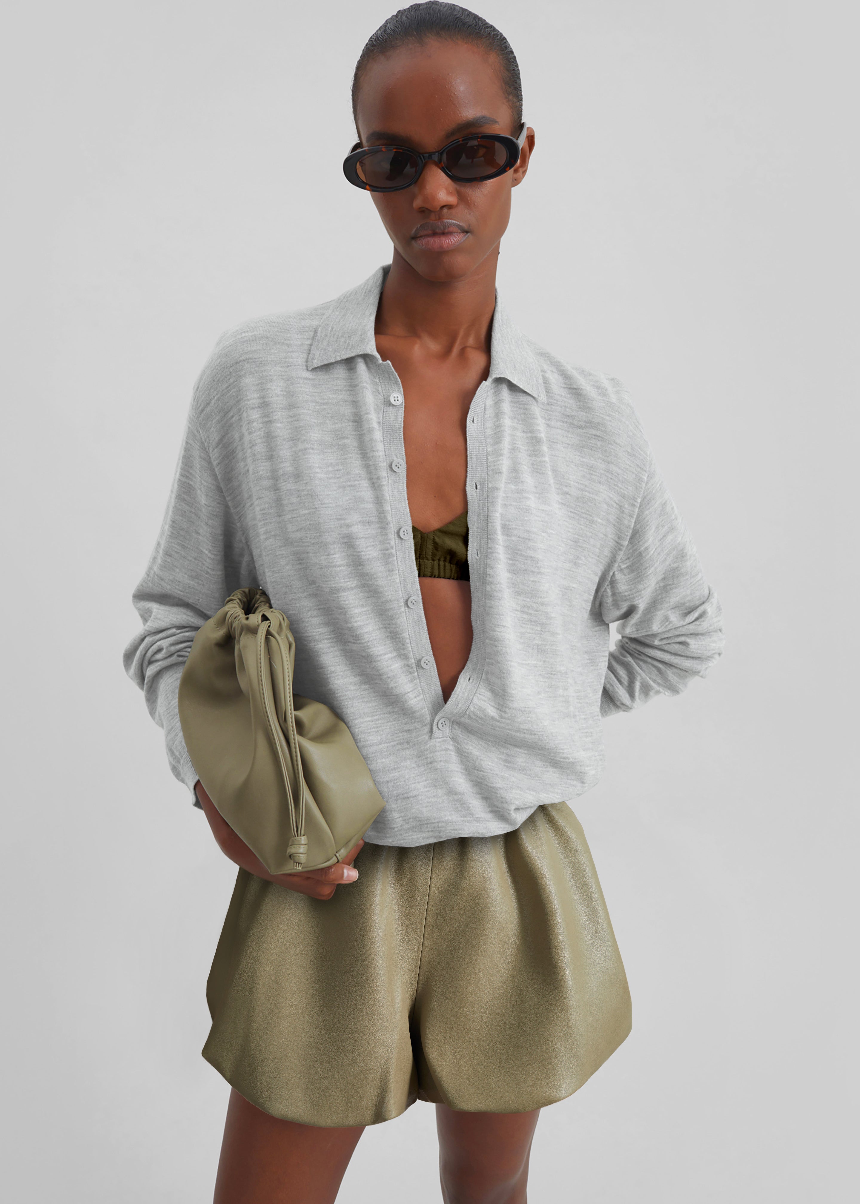 Alina Faux Leather Bubble Hem Shorts - Sage – The Frankie Shop