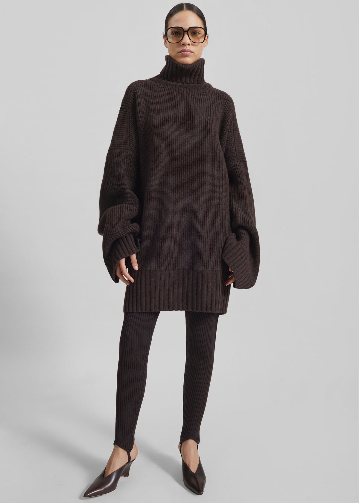 Alira Knit Brooch Dress - Brown