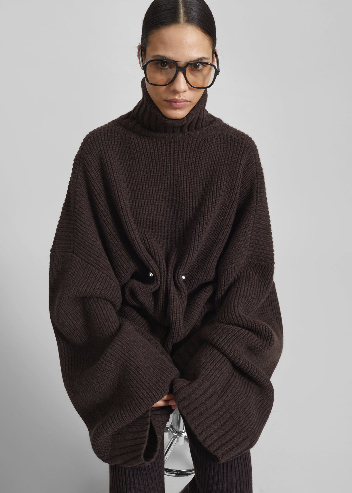 Alira Knit Brooch Dress - Brown