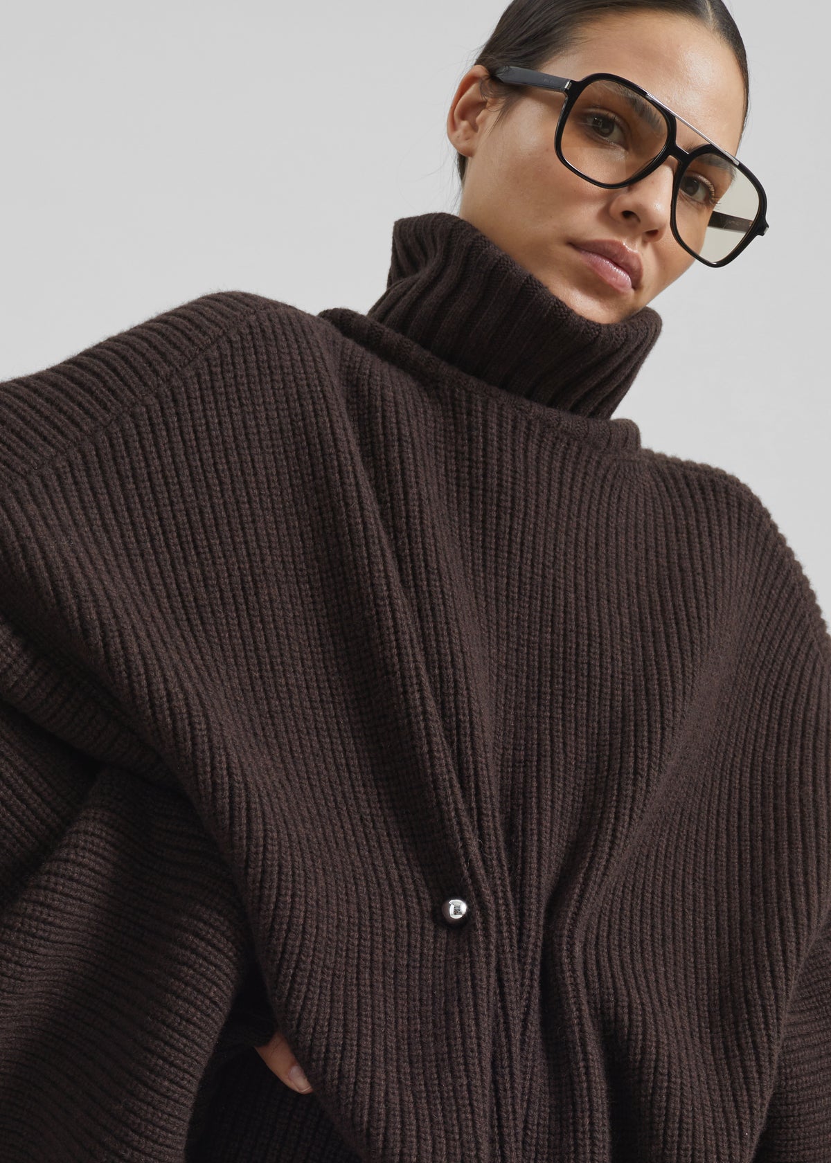 Alira Knit Brooch Dress - Brown