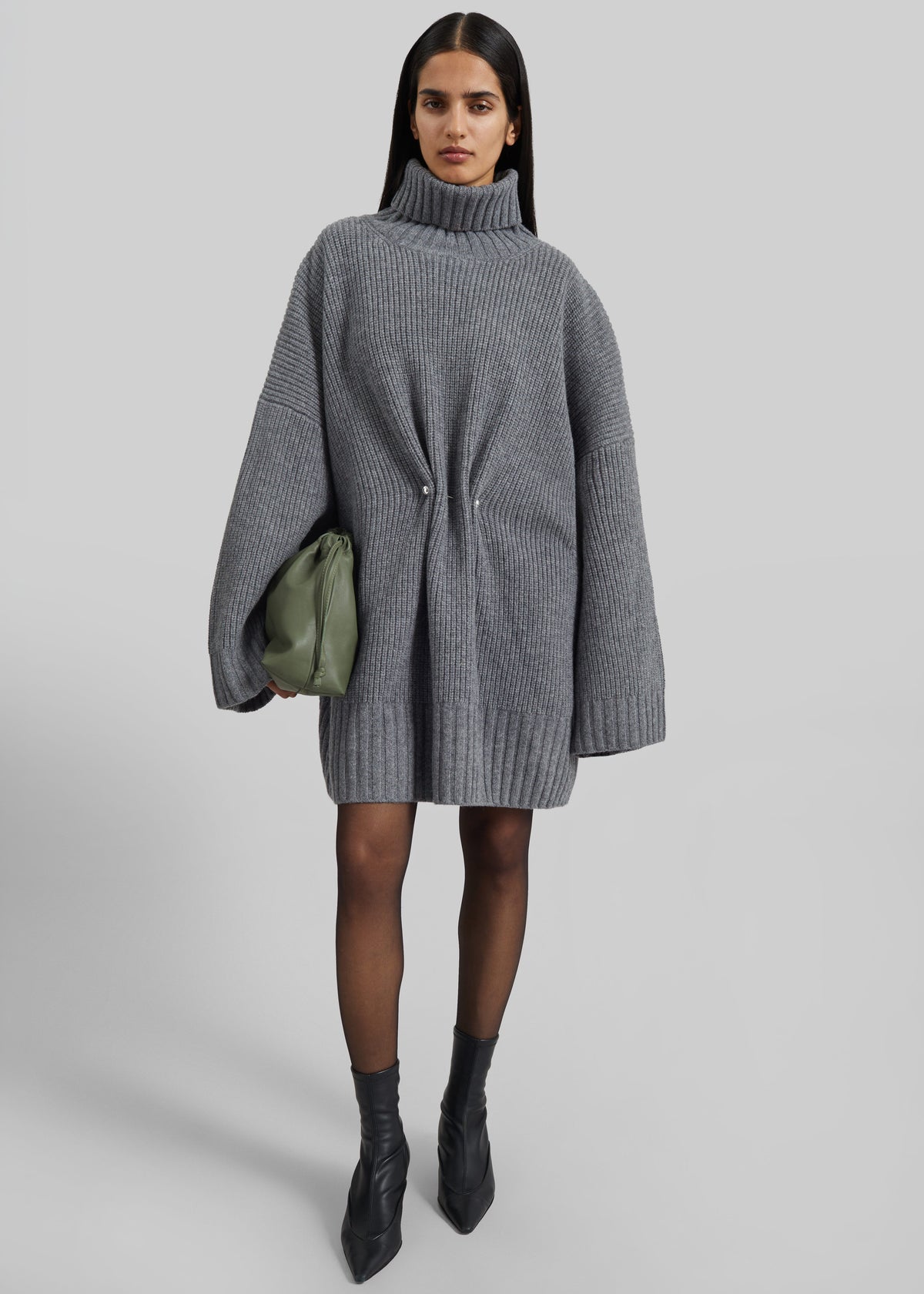 Alira Knit Brooch Dress - Grey