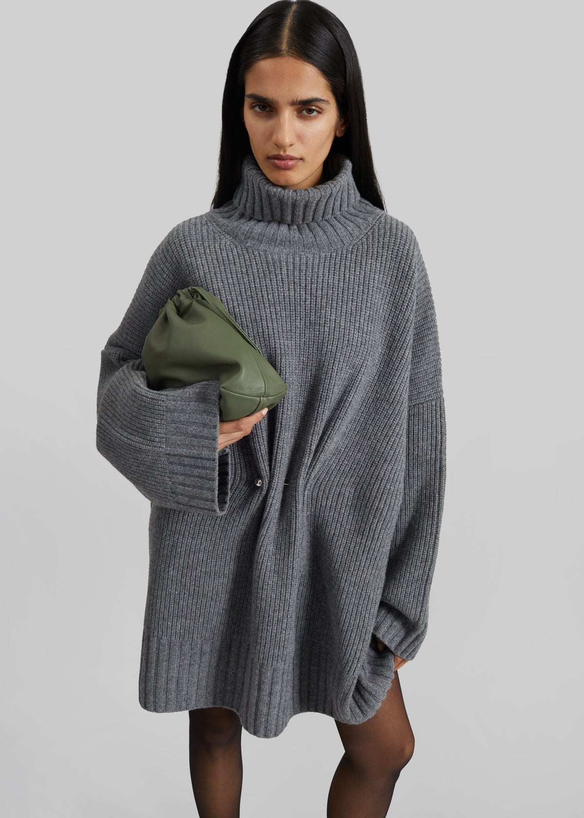 Alira Knit Brooch Dress - Grey