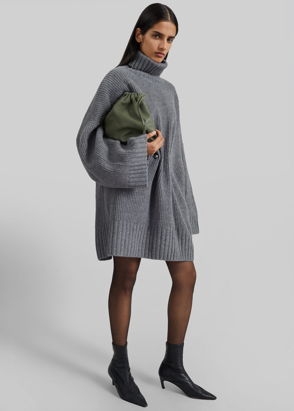 Alira Knit Brooch Dress - Grey