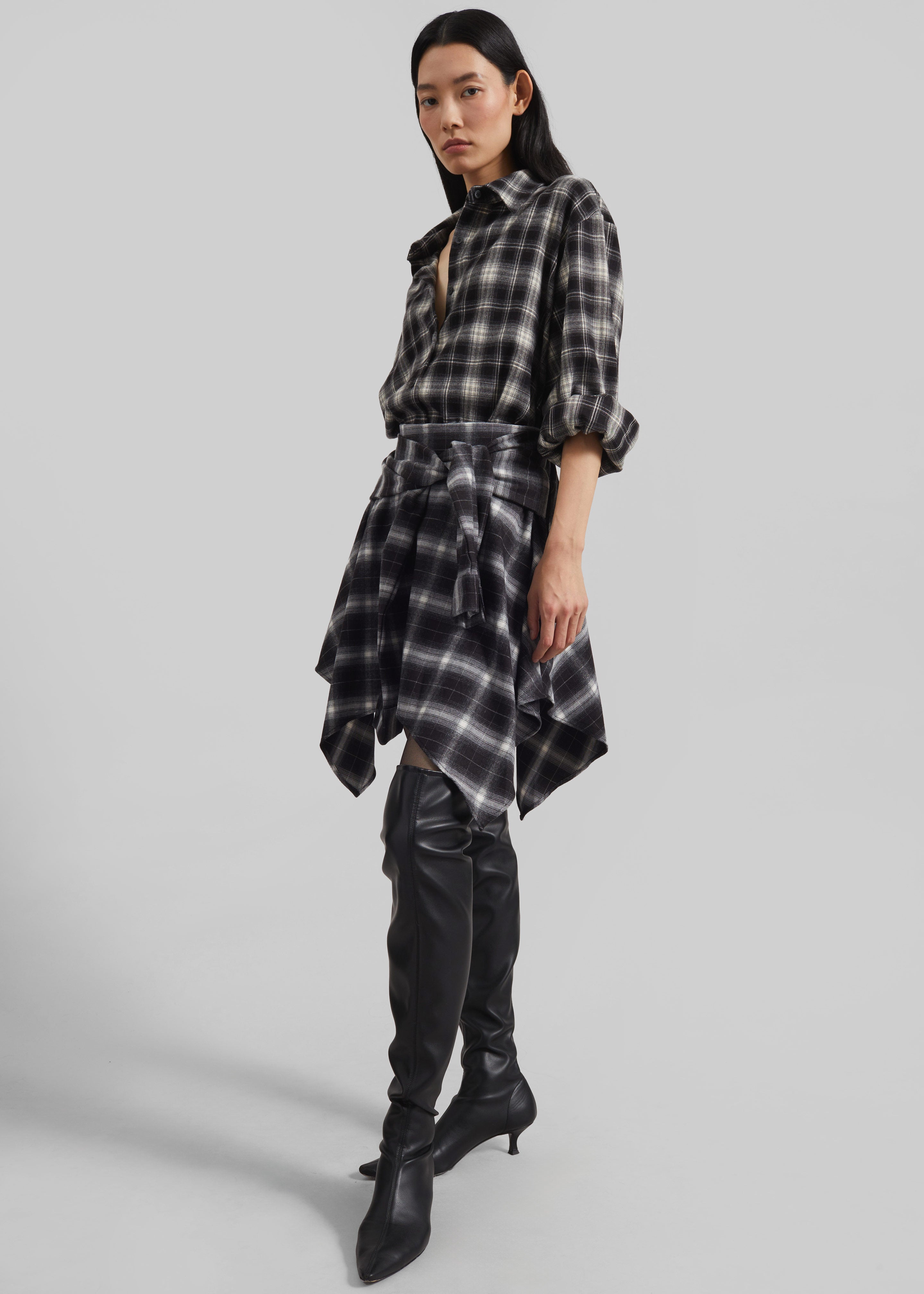 Alix Tie Skirt - Black Plaid - 1