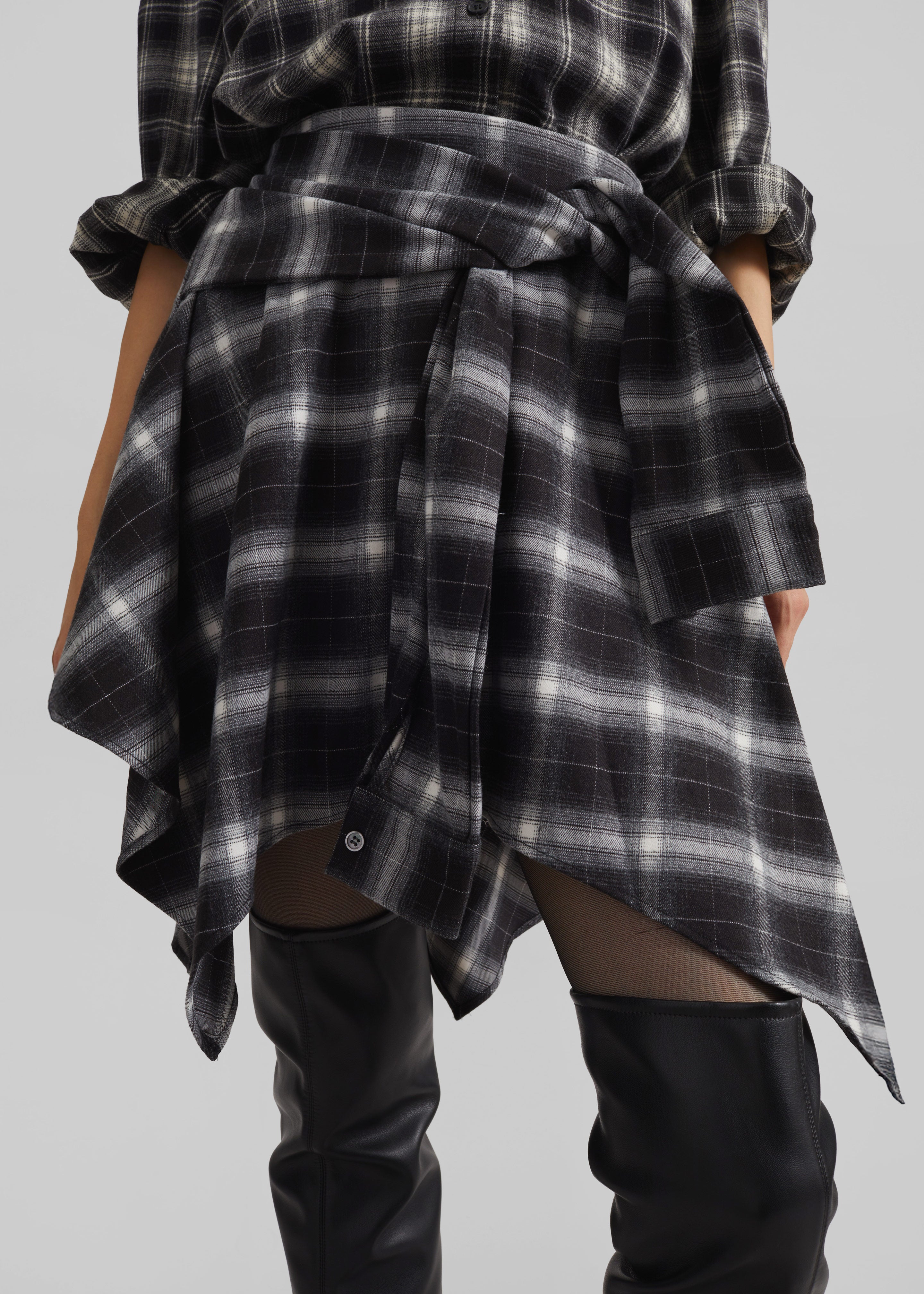 Alix Tie Skirt - Black Plaid - 5