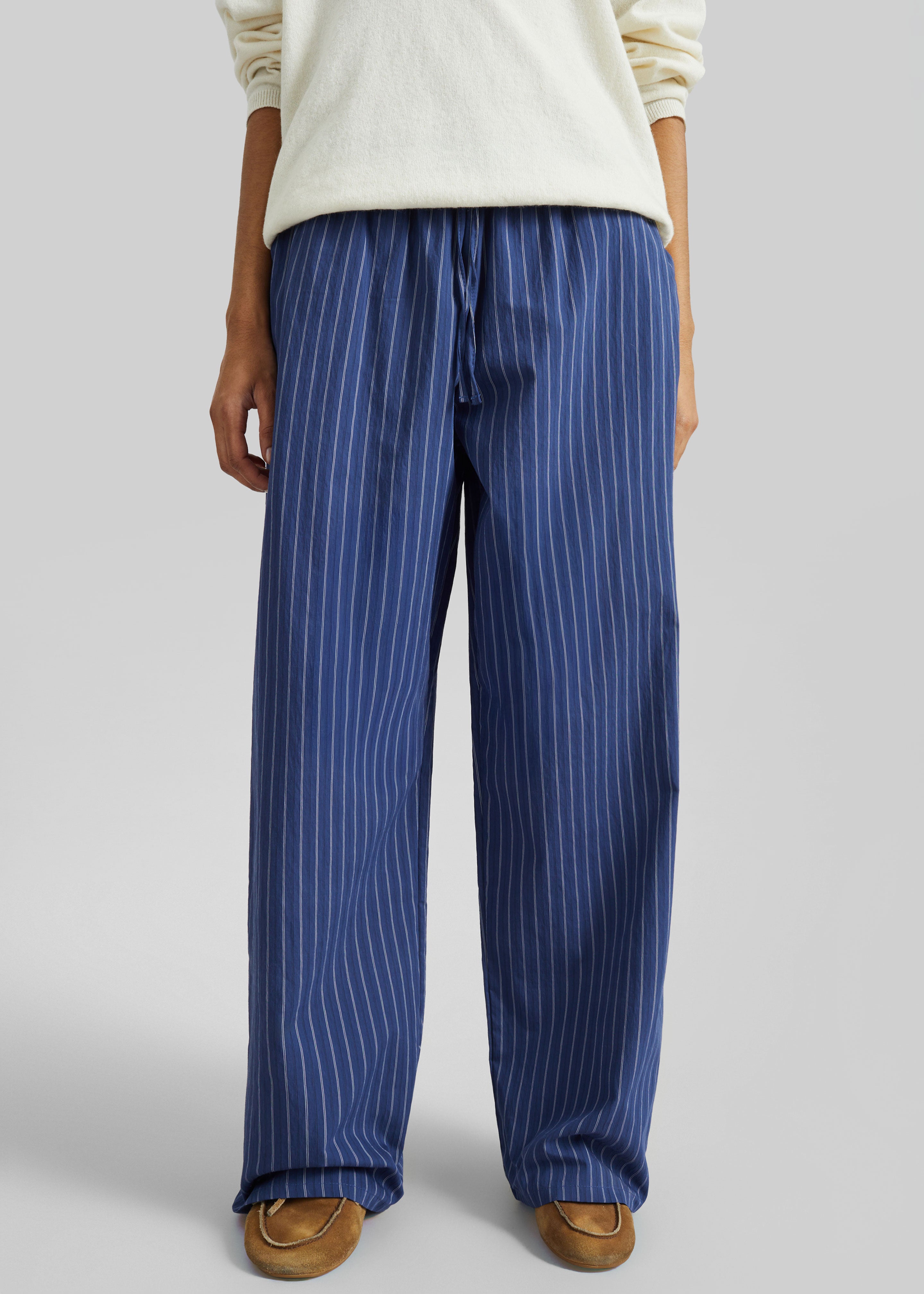 Almansa Drawstring Wide Pants - Blue Stripe – The Frankie Shop