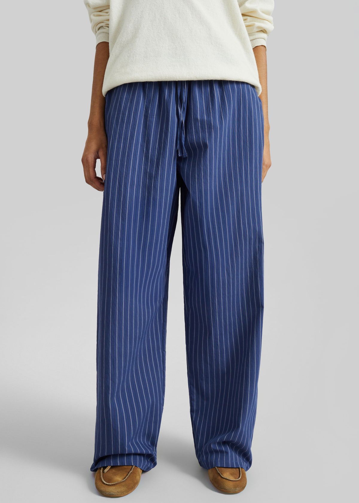 Almansa Drawstring Wide Pants - Blue Stripe - 5