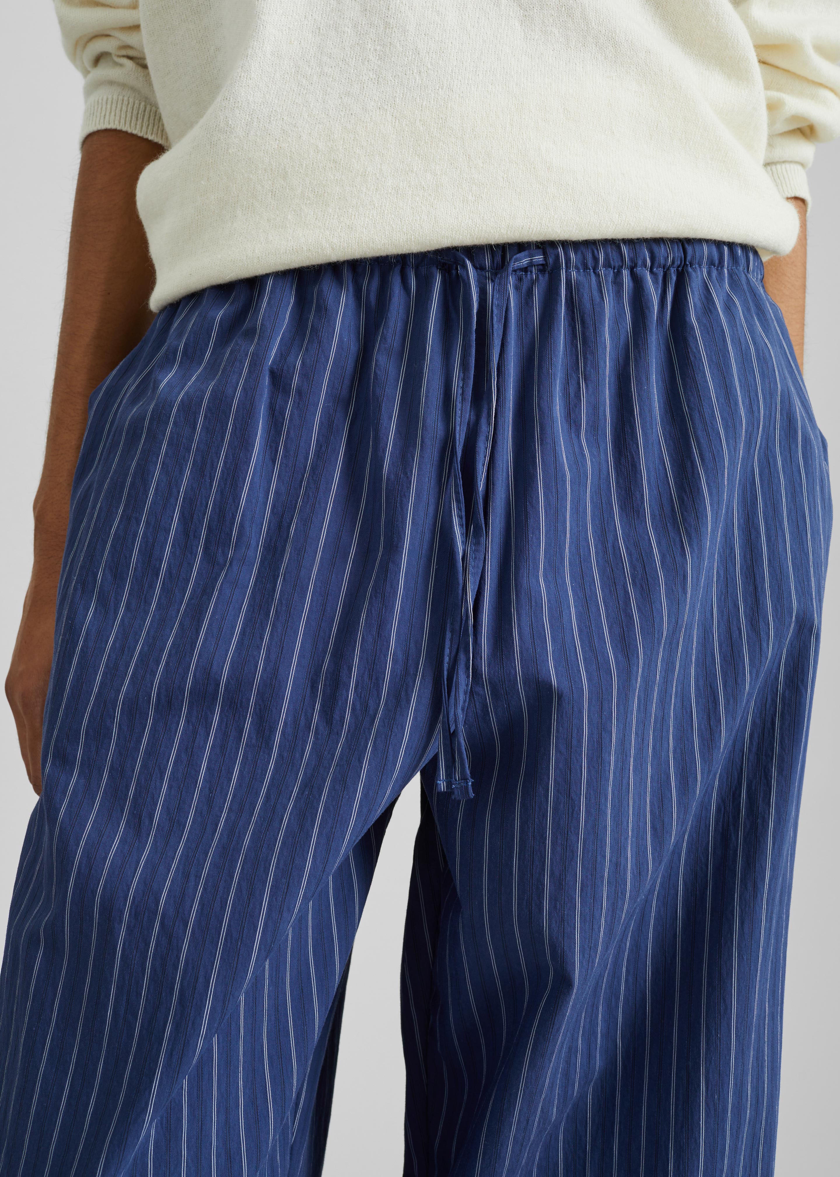 Almansa Drawstring Wide Pants - Blue Stripe - 3