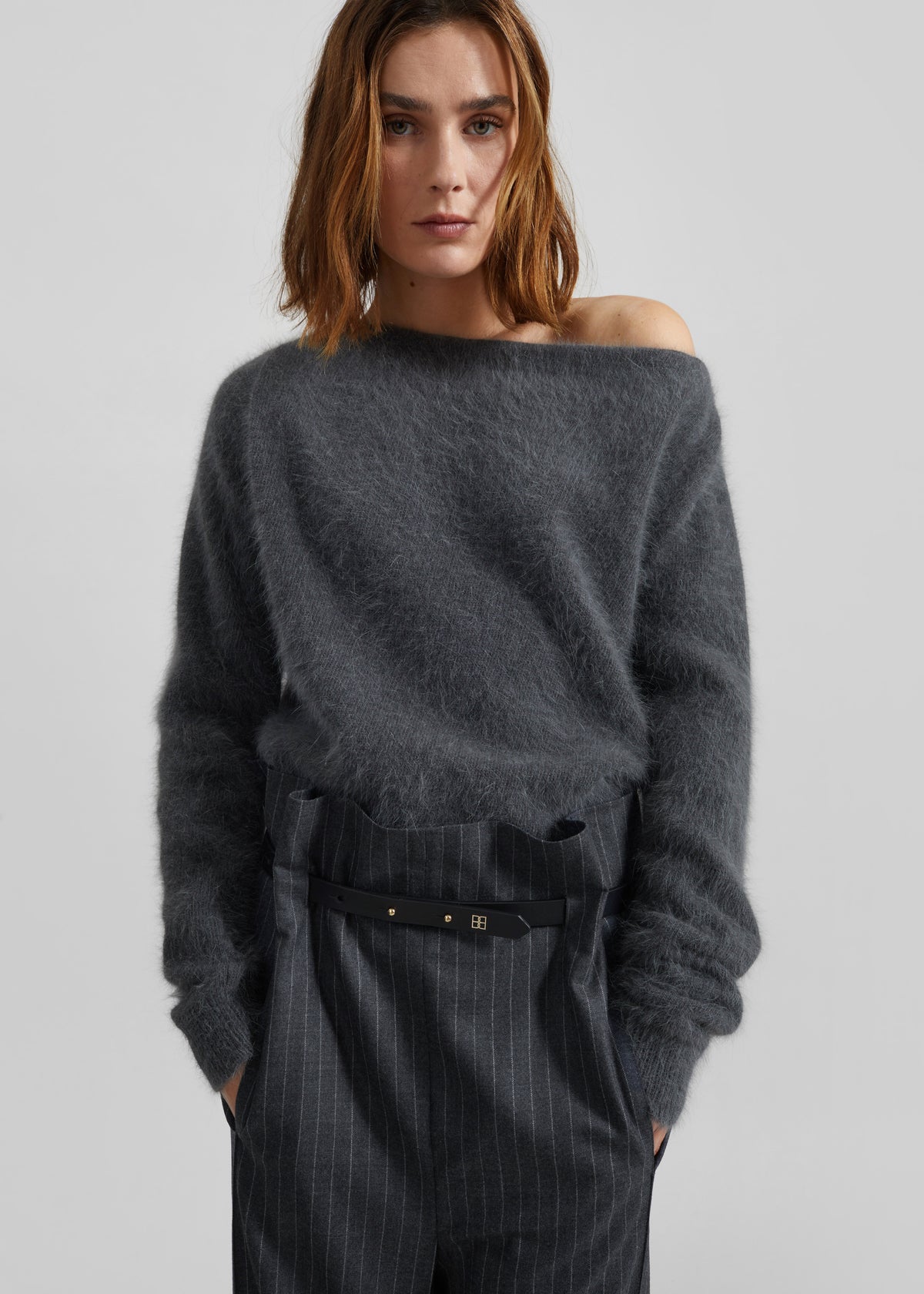 Almere Angora Fuzzy Sweater - Dark Grey - 1