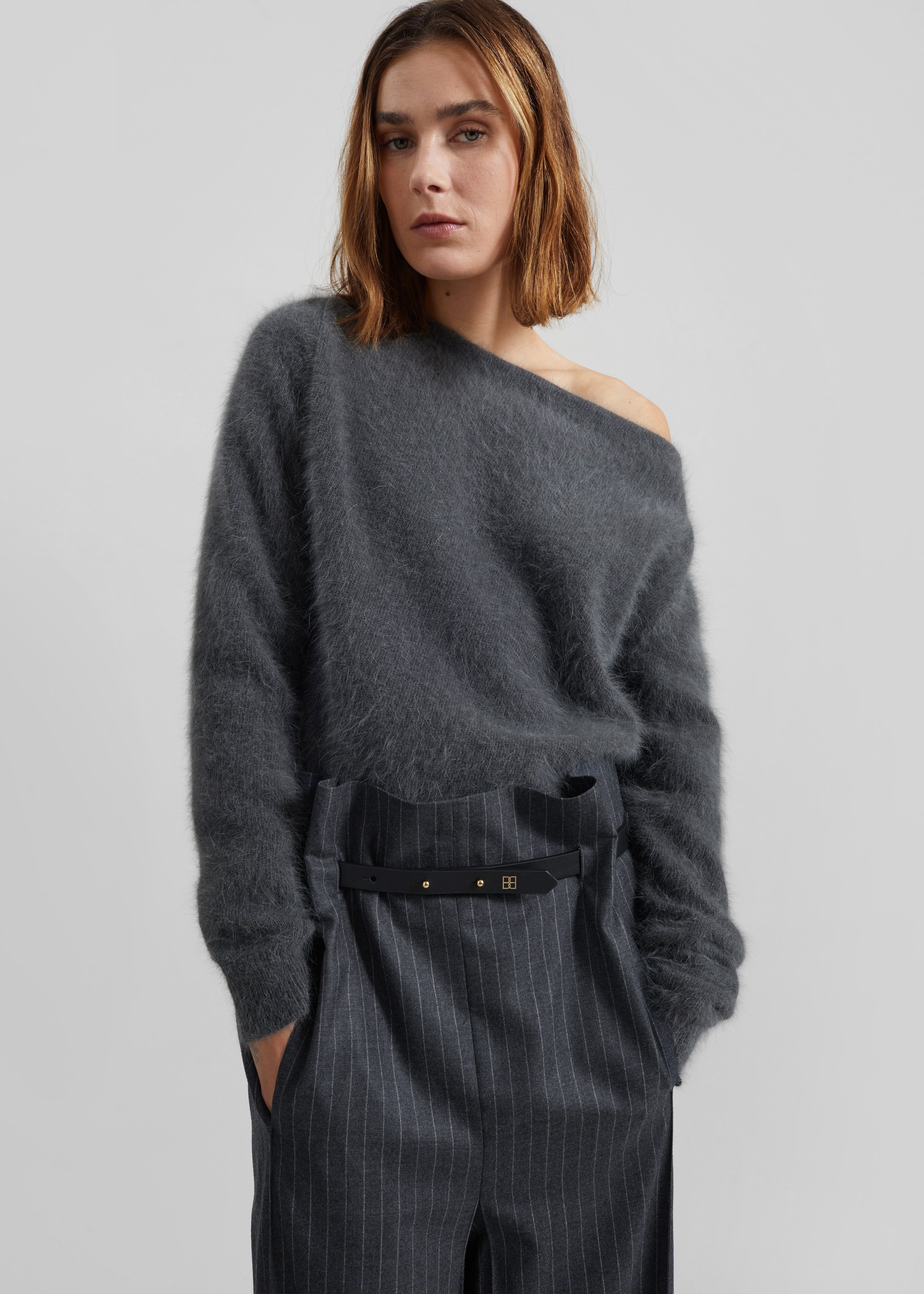 Almere Angora Fuzzy Sweater - Dark Grey - 3