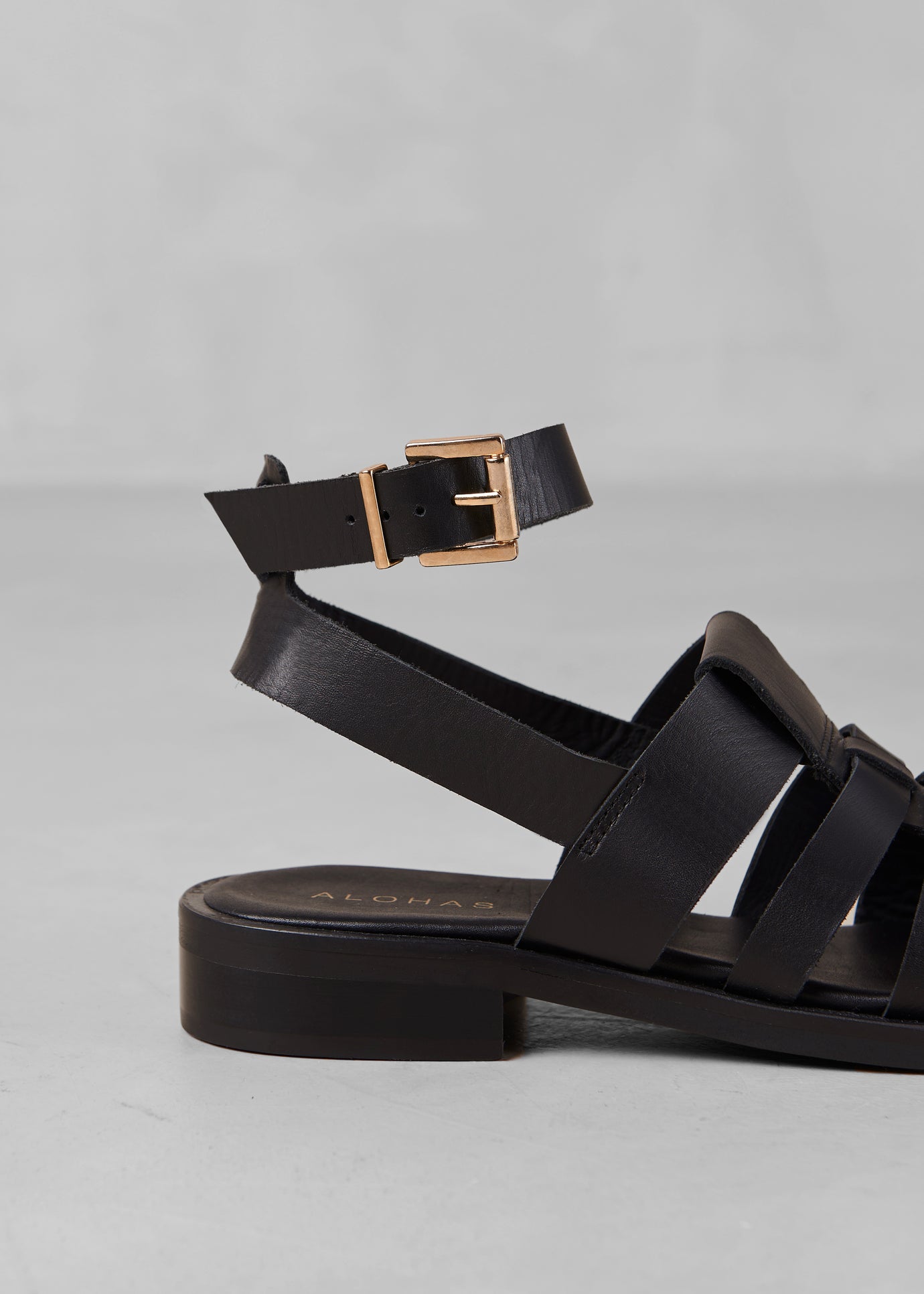 Alohas Perry Leather Sandals - Black - 1