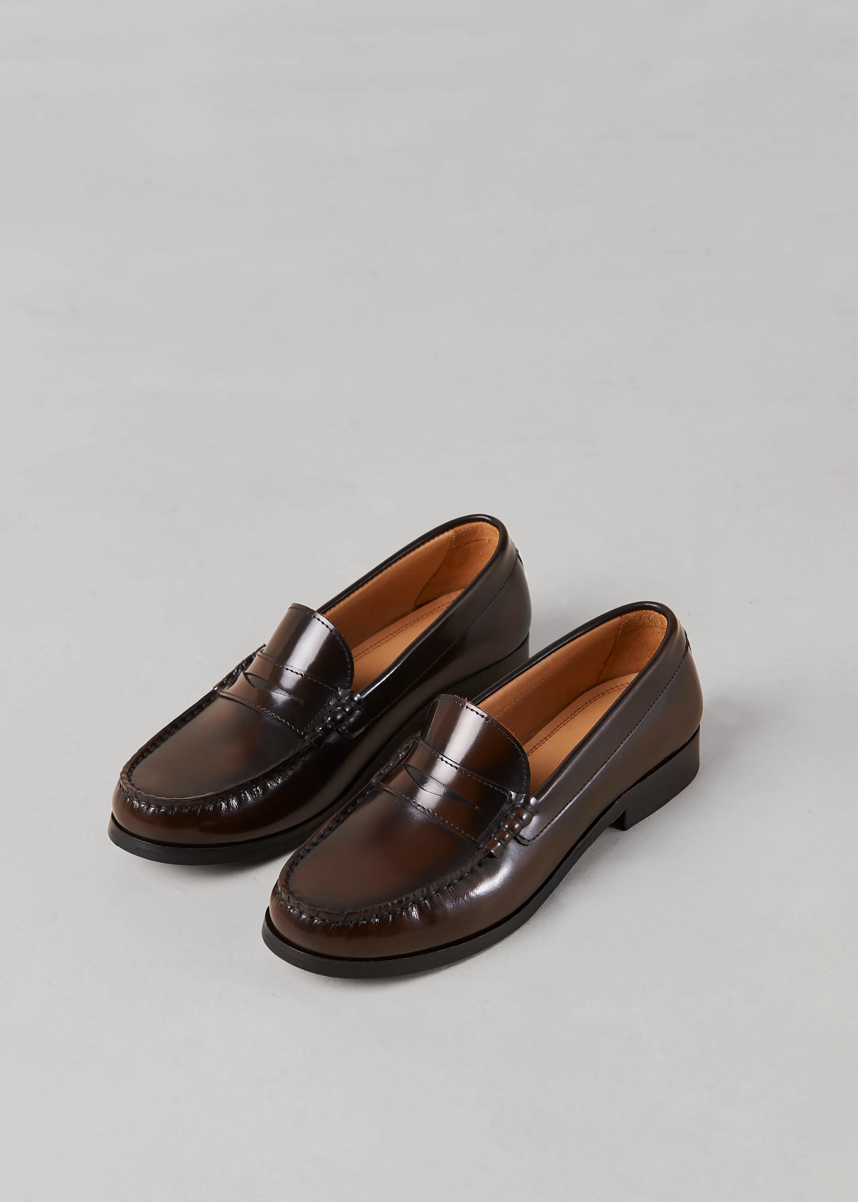 Alohas Rivet Brushed Leather Loafers - Coffee Brown - 1