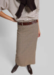 Alrose Houndstooth Midi Skirt - Beige