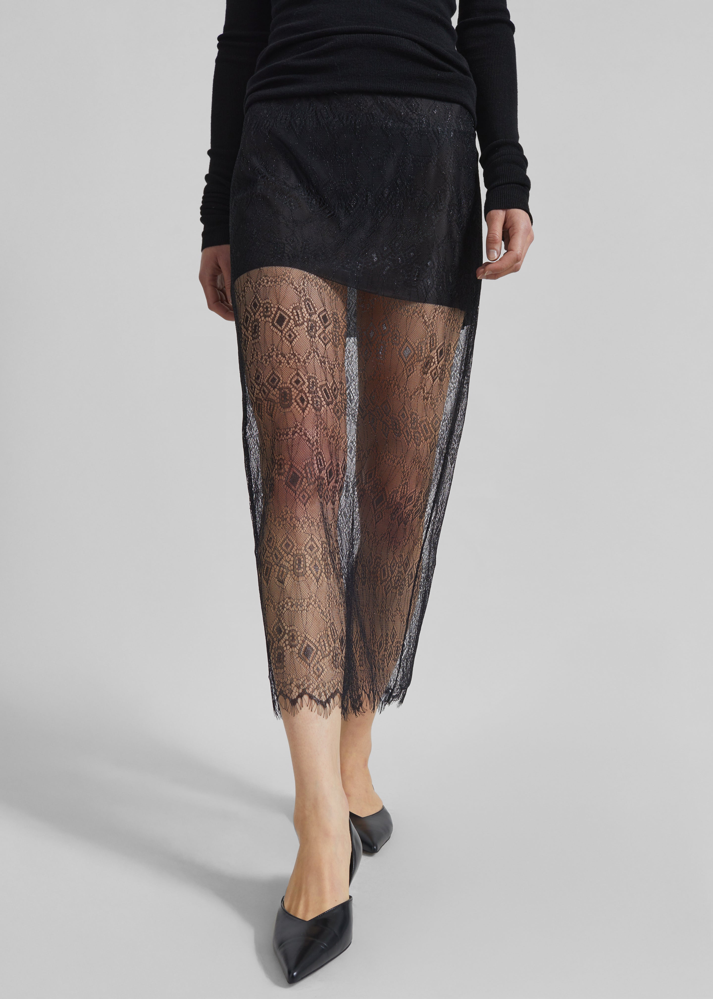Alrose Lace Midi Skirt - Black – The Frankie Shop