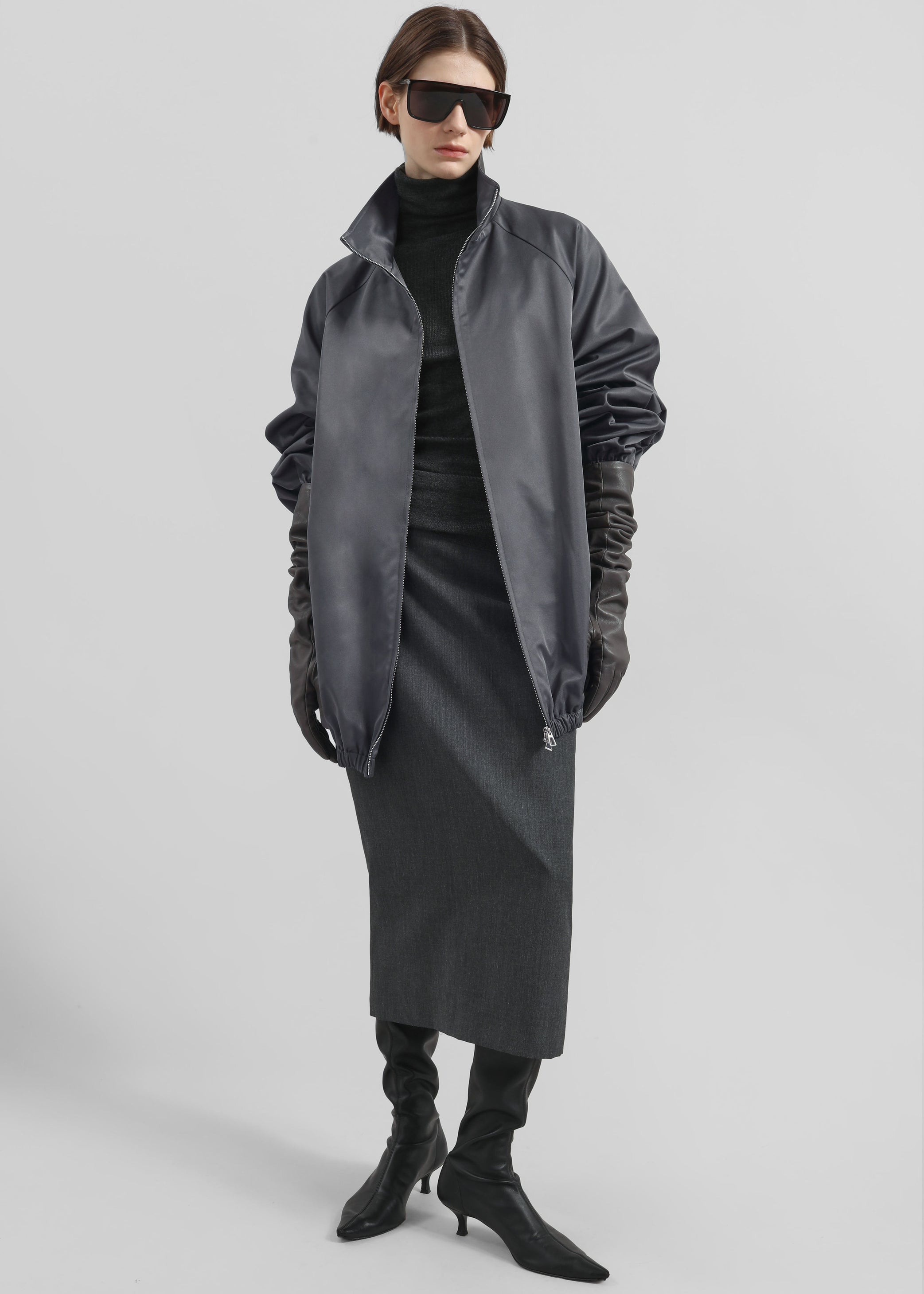 Shop the look image for Alrose Midi Skirt - Dark Grey Melange