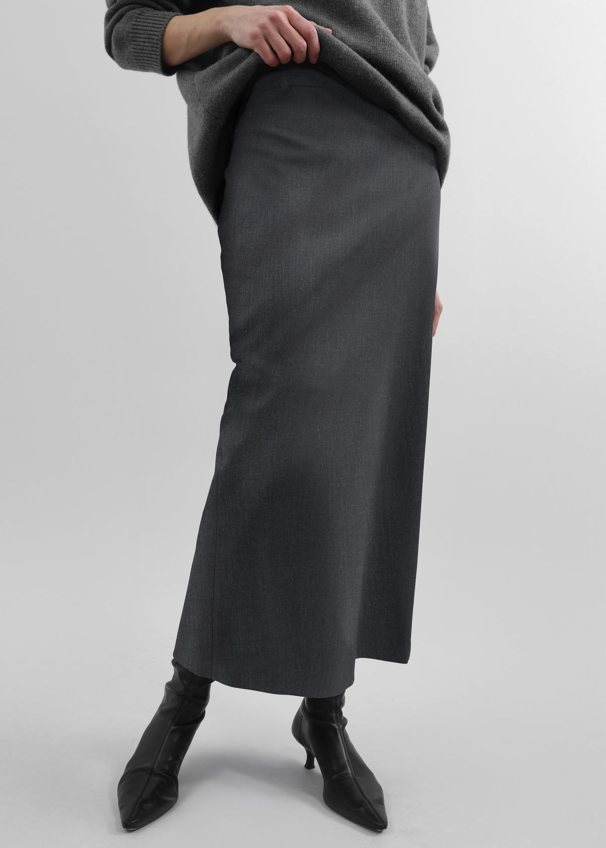 Alrose Midi Skirt - Dark Grey Melange - 1