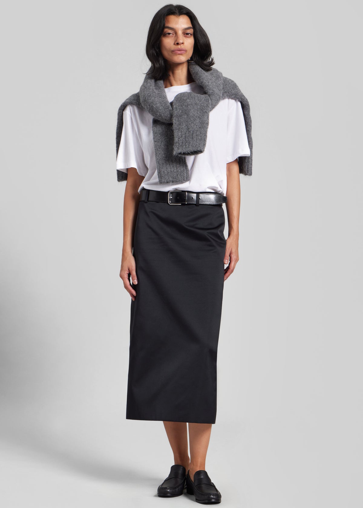 Alrose Satin Midi Skirt - Black - 5