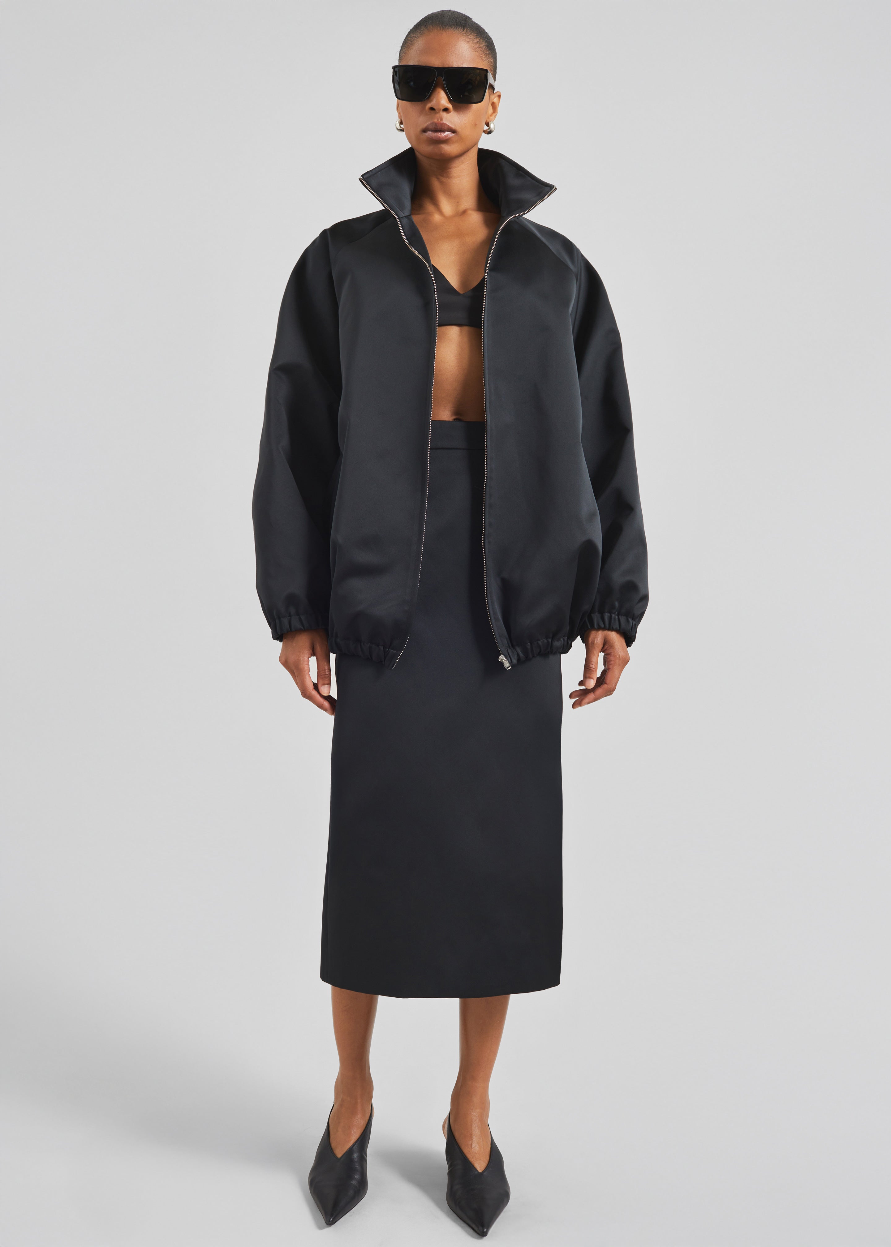 Alrose Satin Midi Skirt - Black - 2