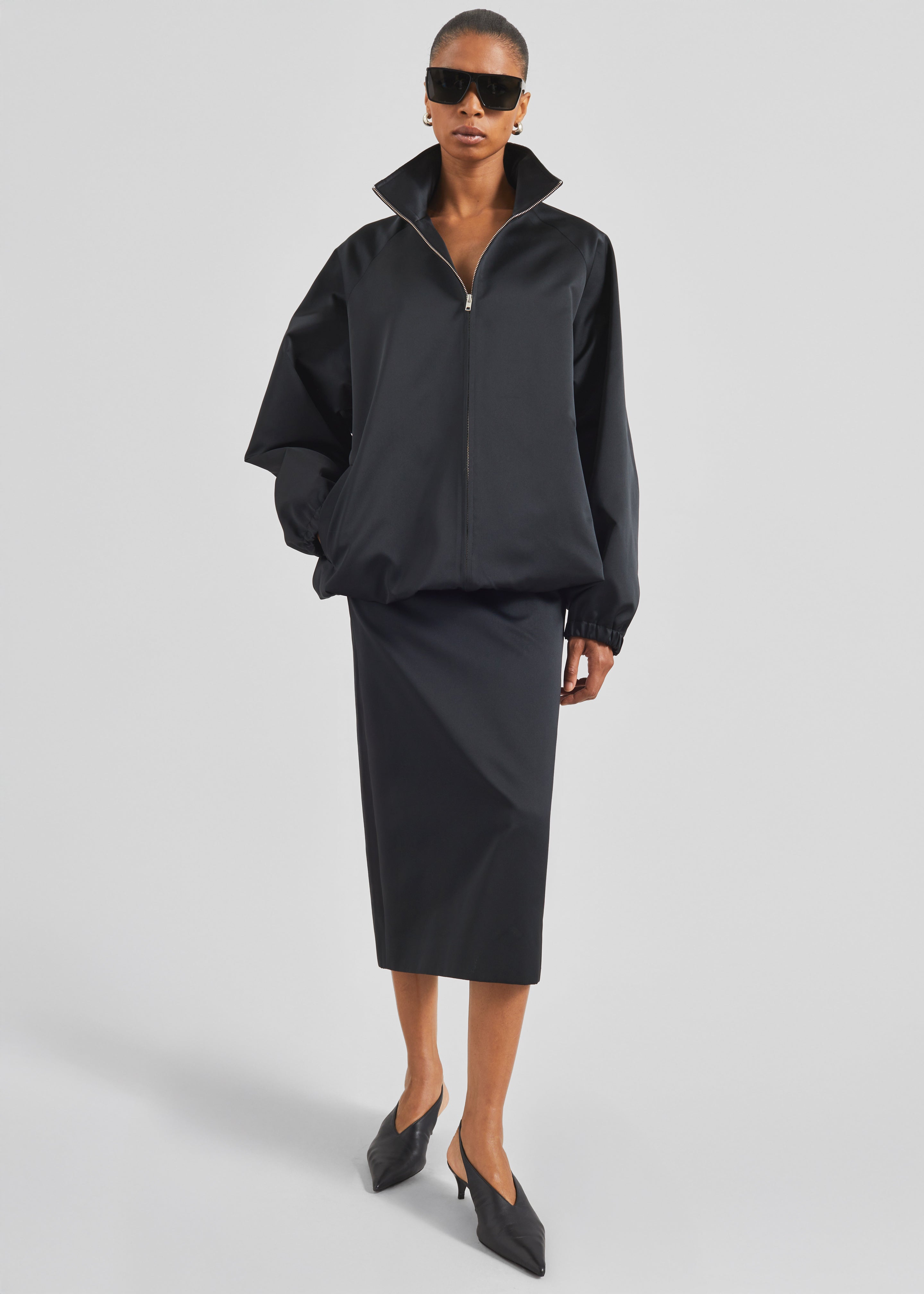 Alrose Satin Midi Skirt - Black - 8