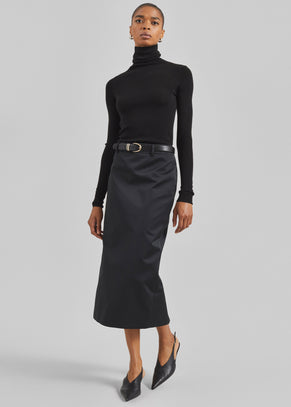 Alrose Satin Midi Skirt - Black