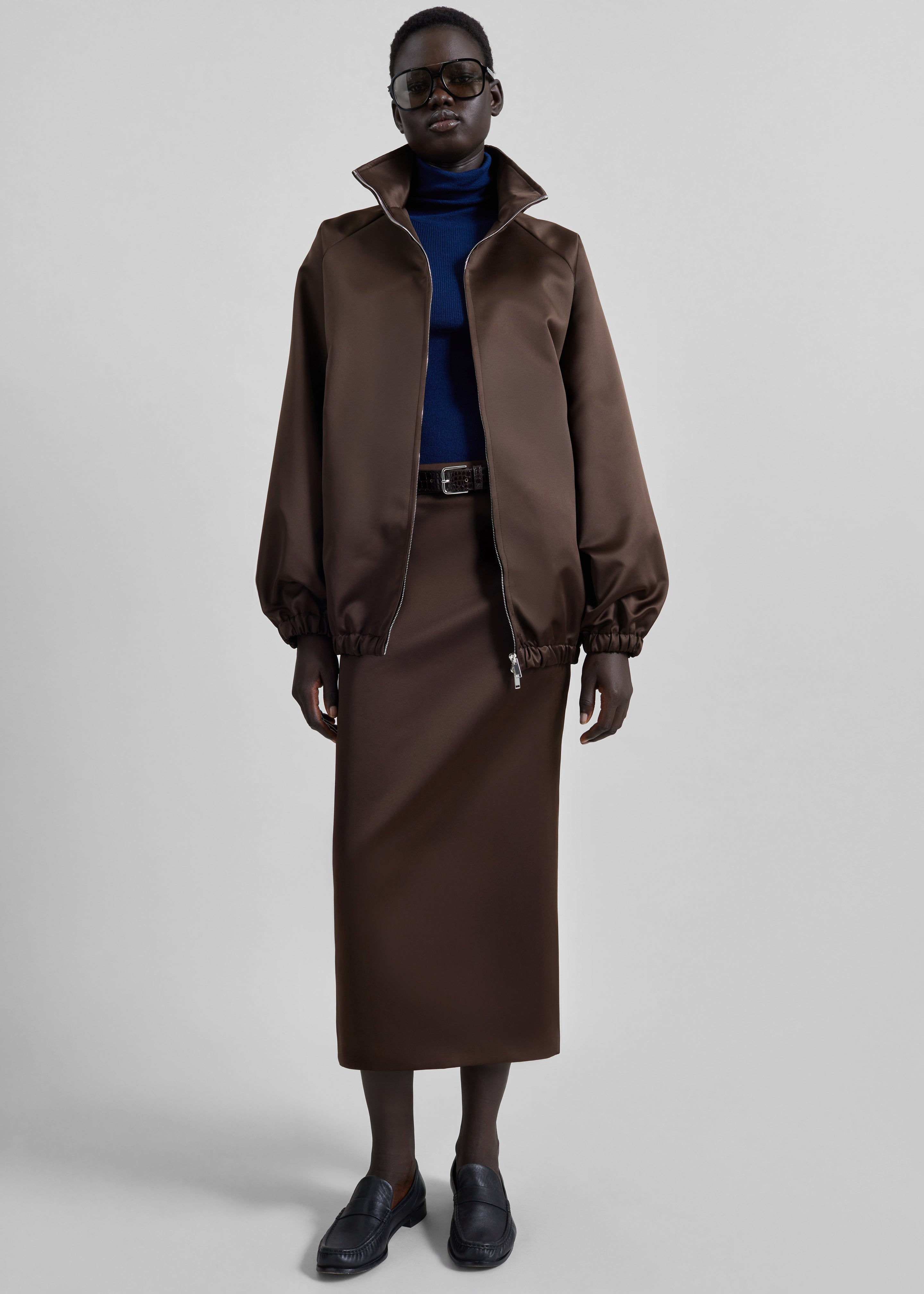 Alrose Satin Midi Skirt - Brown - 2