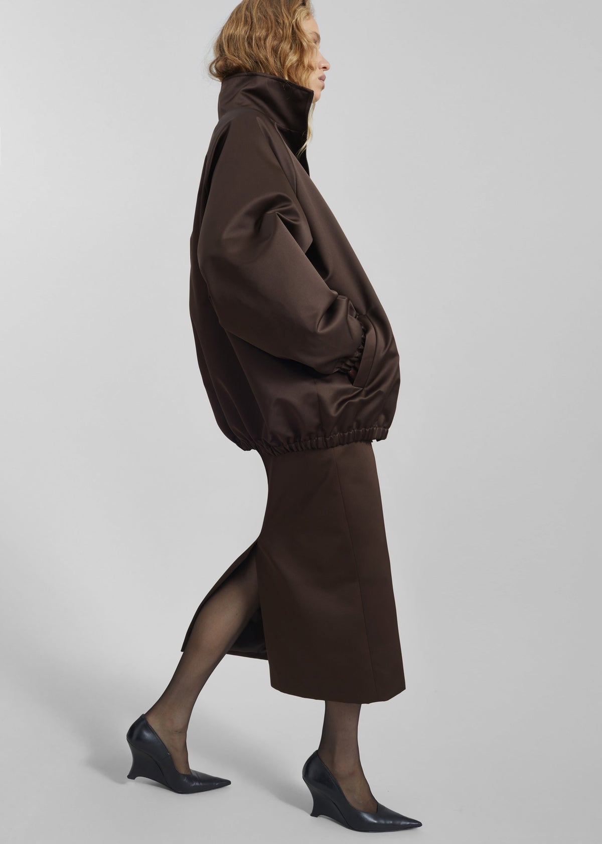 Alrose Satin Midi Skirt - Brown - 4