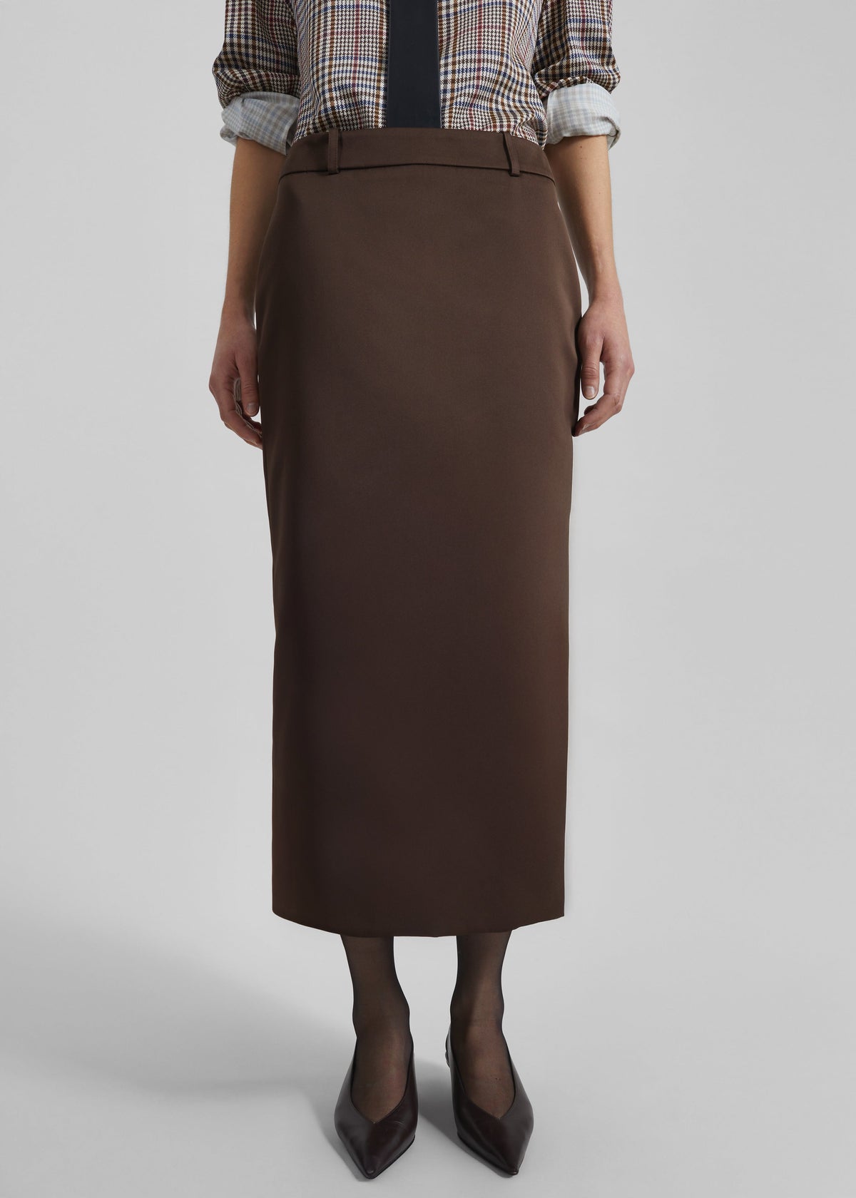 Alrose Satin Midi Skirt - Brown - 5