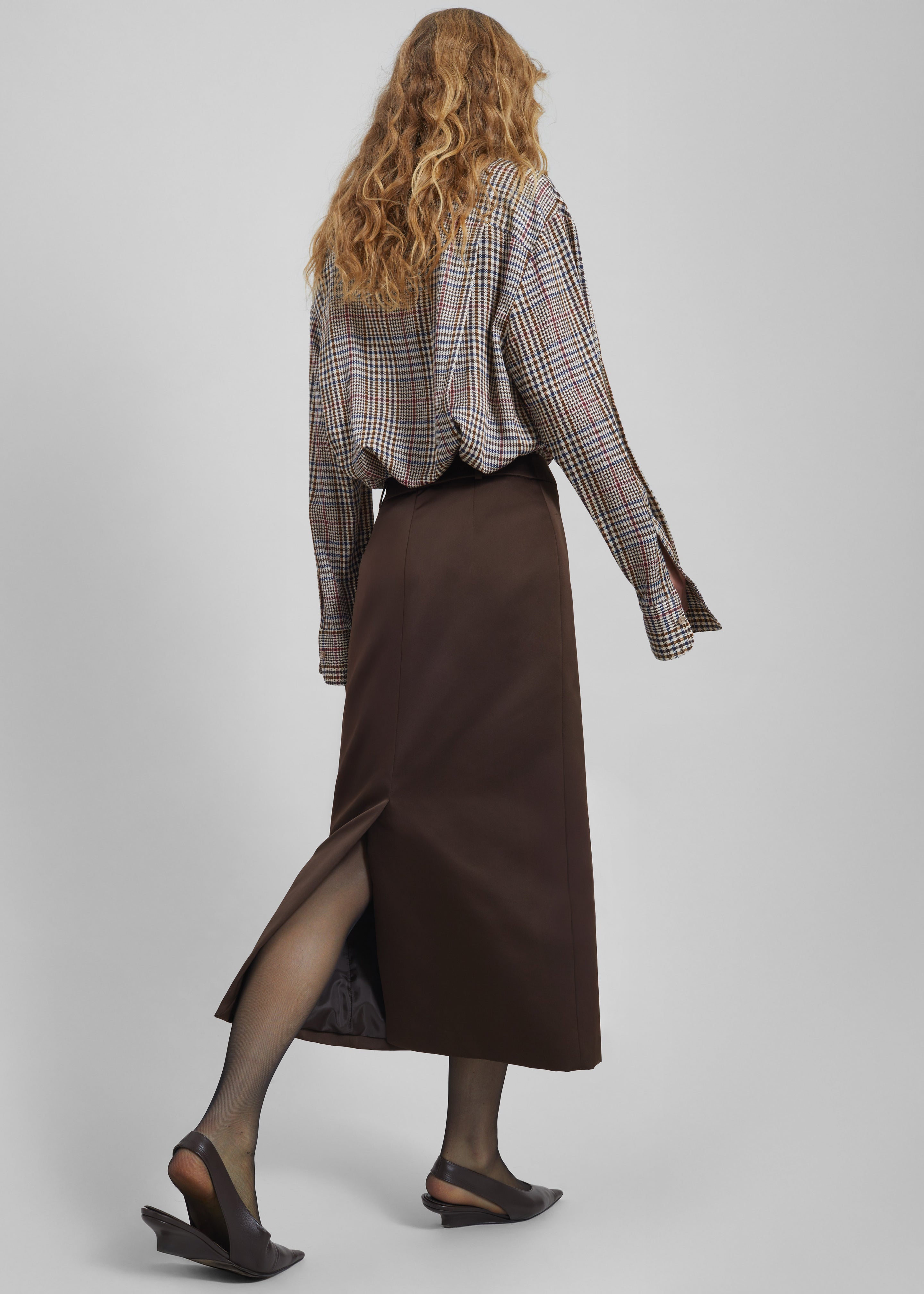 Alrose Satin Midi Skirt - Brown - 9