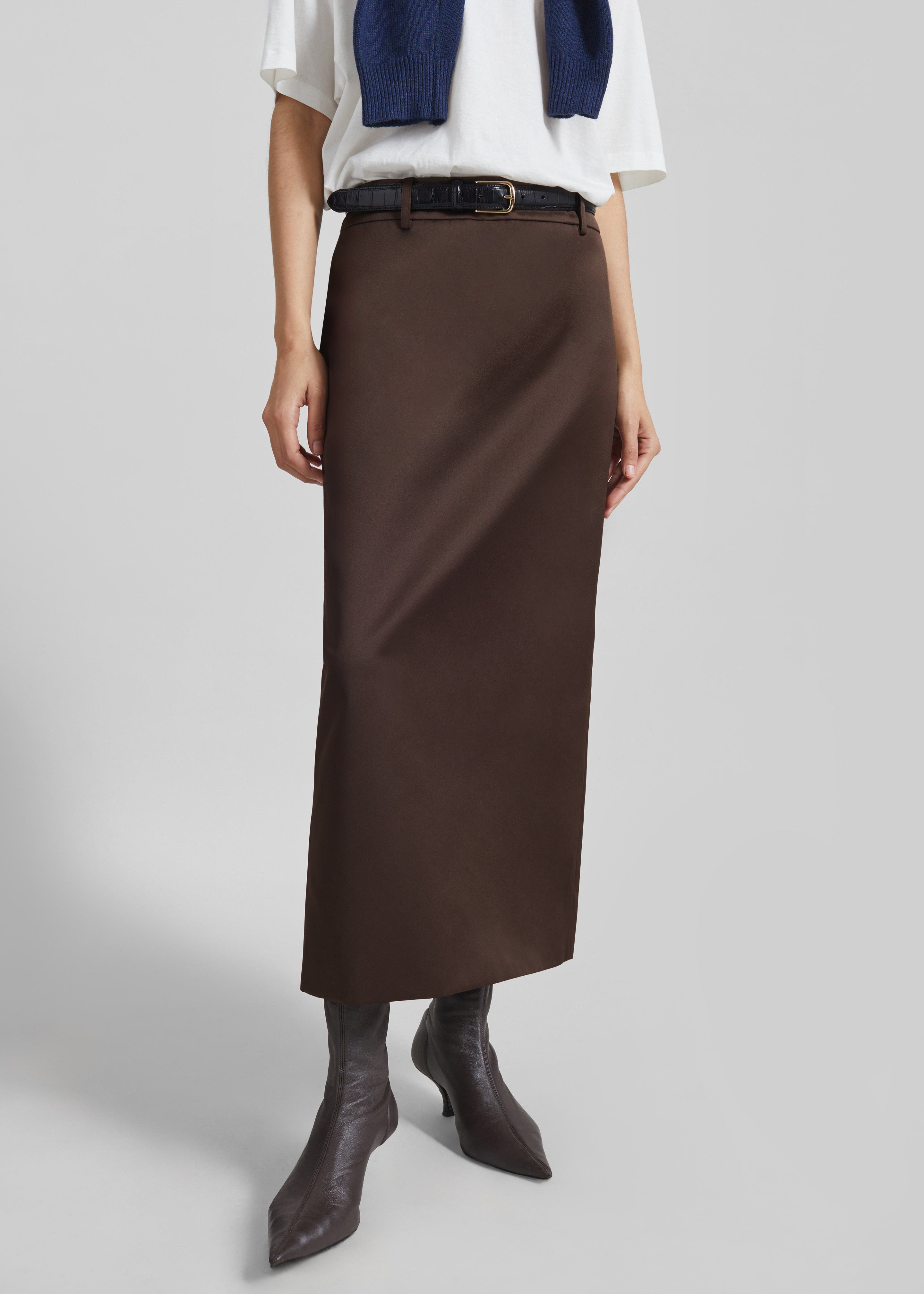 Alrose Satin Midi Skirt - Brown - 10