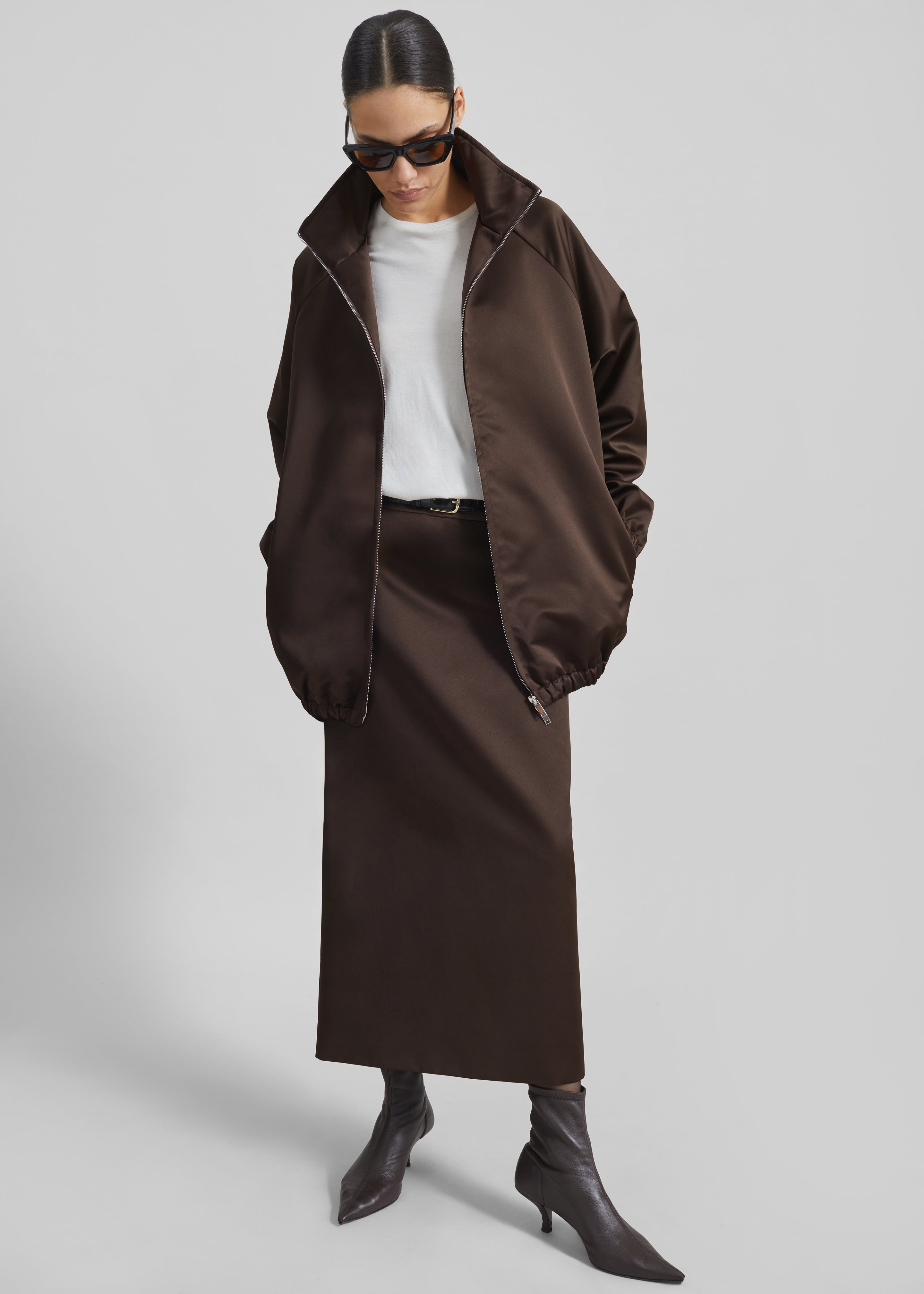 Alrose Satin Midi Skirt - Brown - 11