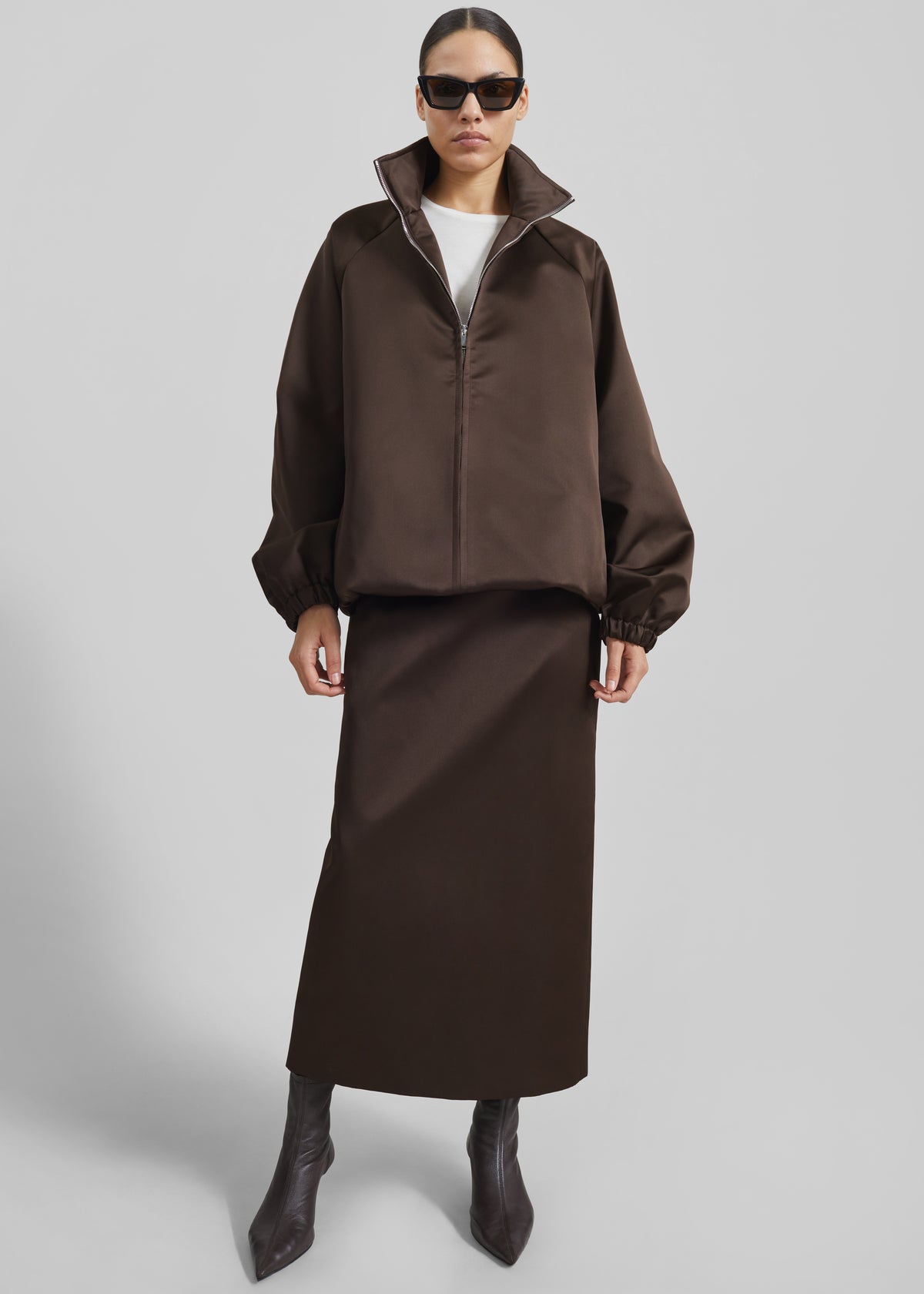 Alrose Satin Midi Skirt - Brown - 12