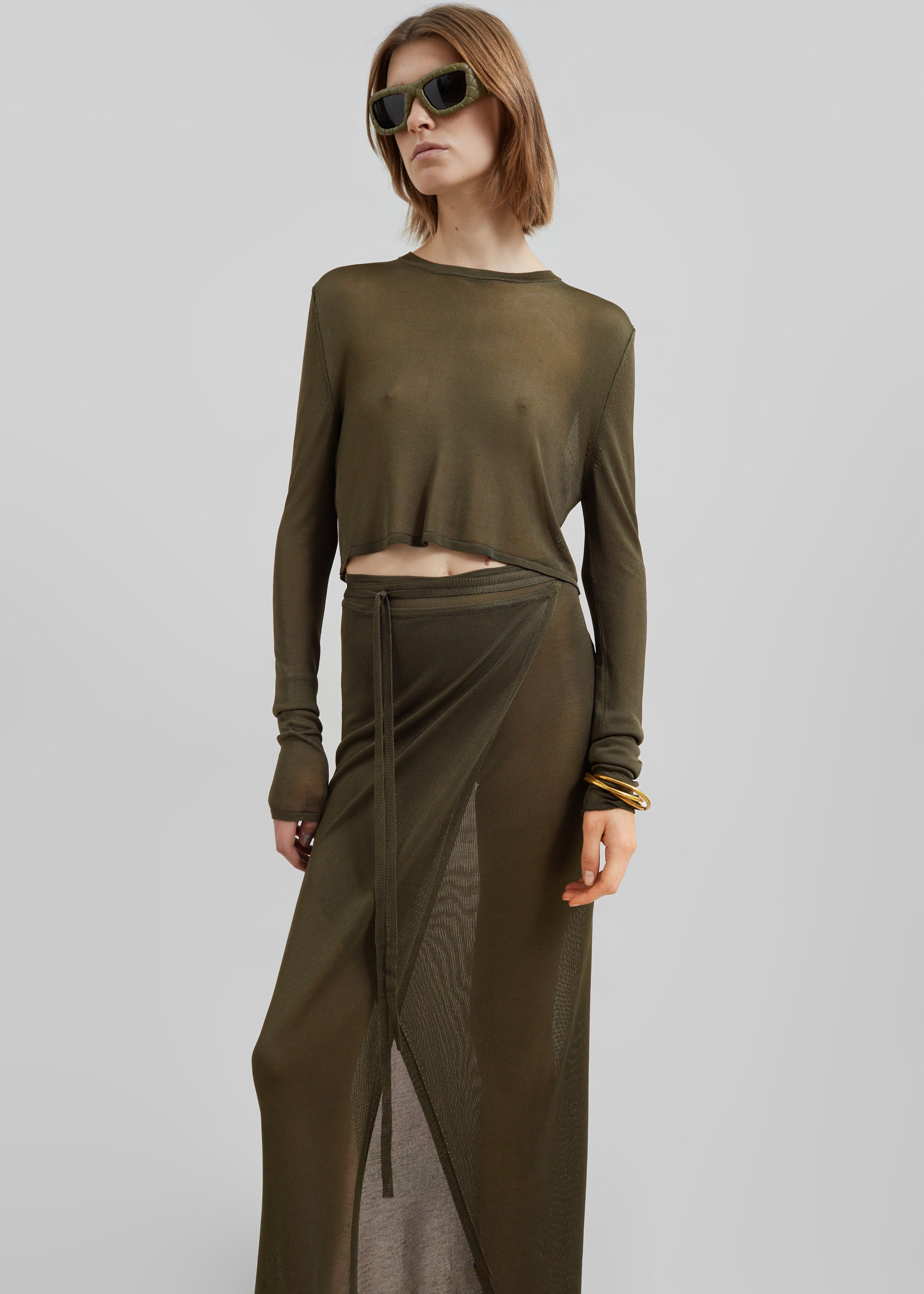 Alsen Thin Knit Wrap Skirt - Khaki – The Frankie Shop