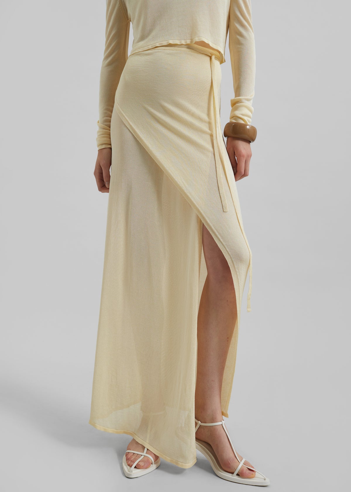 Alsen Thin Knit Wrap Skirt Pale Yellow – The Frankie Shop
