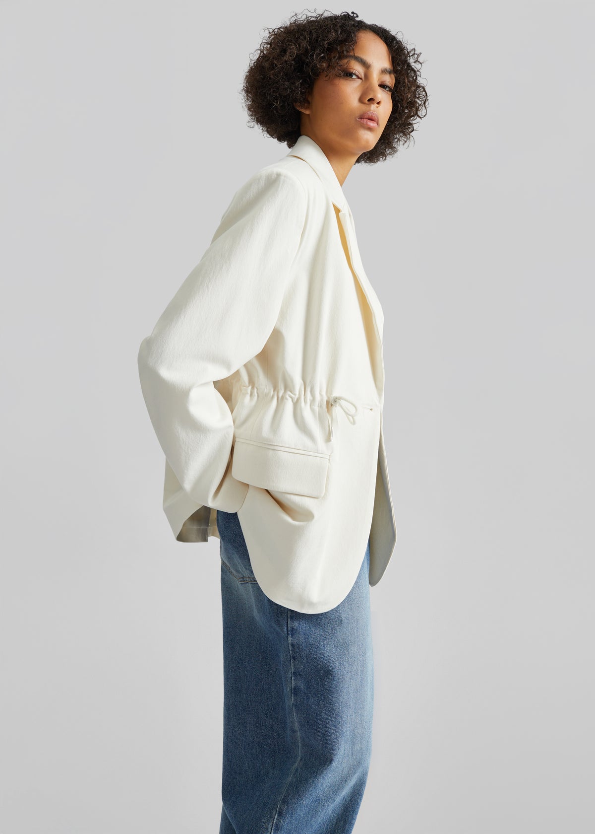 Altea Drawstring Blazer - Ivory - 5