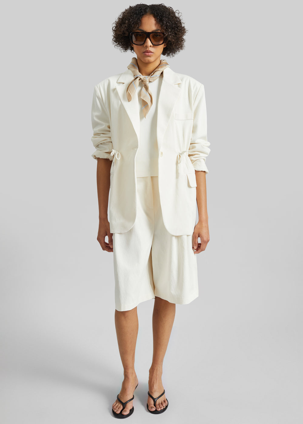 Altea Drawstring Blazer - Ivory - 1