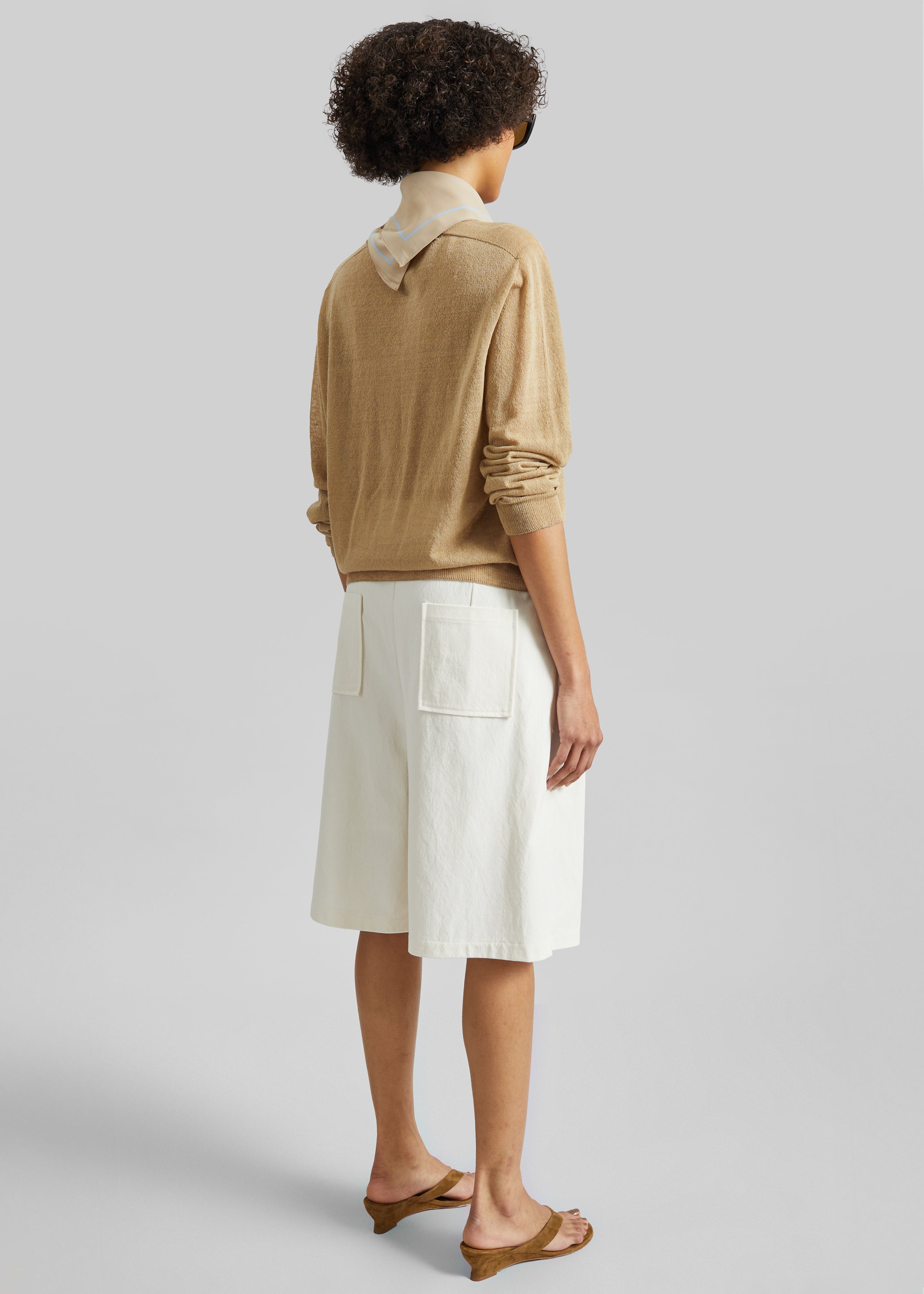 Altea Pleated Bermuda Shorts - Ivory - 7