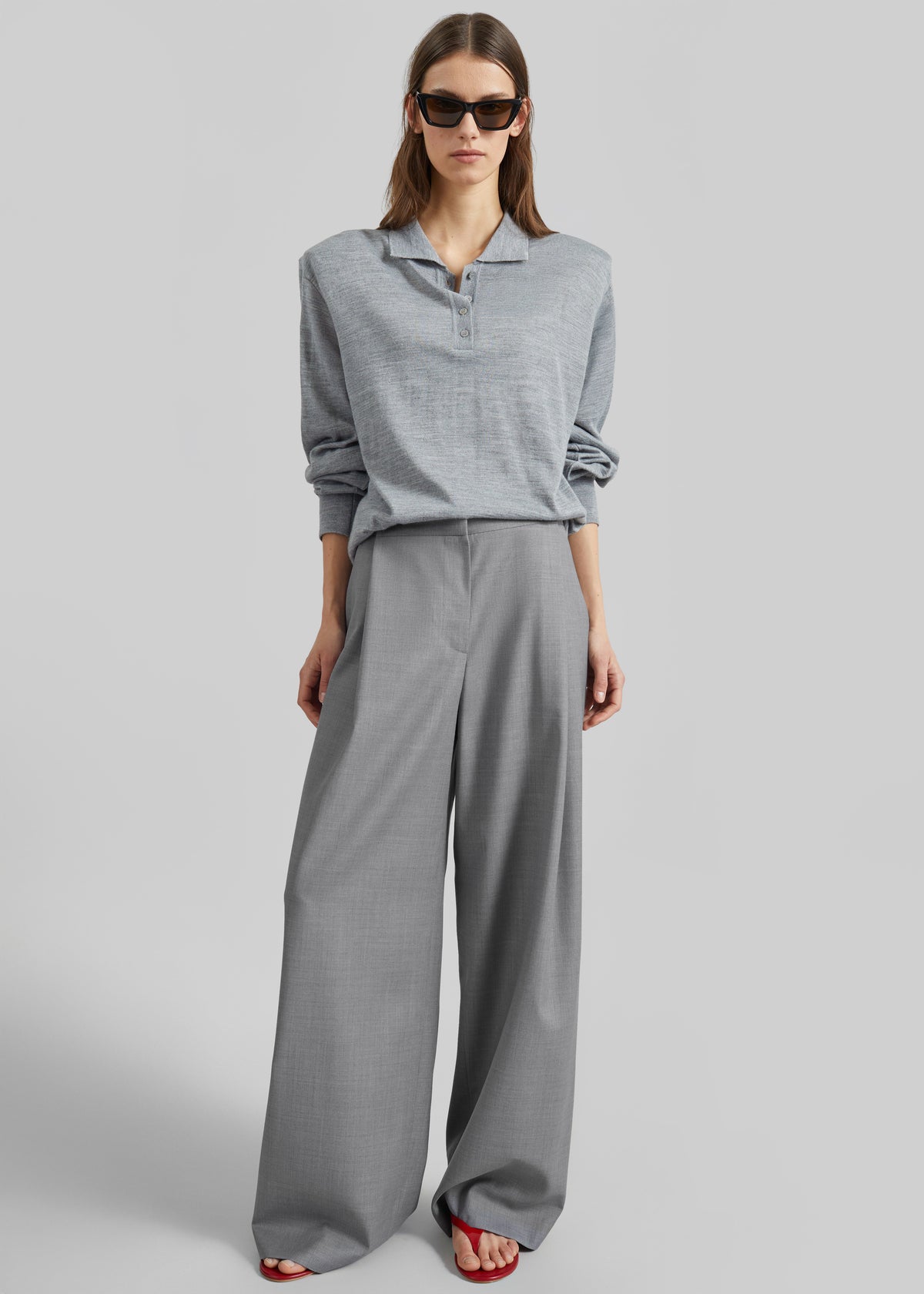 Althea Pleated Trousers - Light Grey