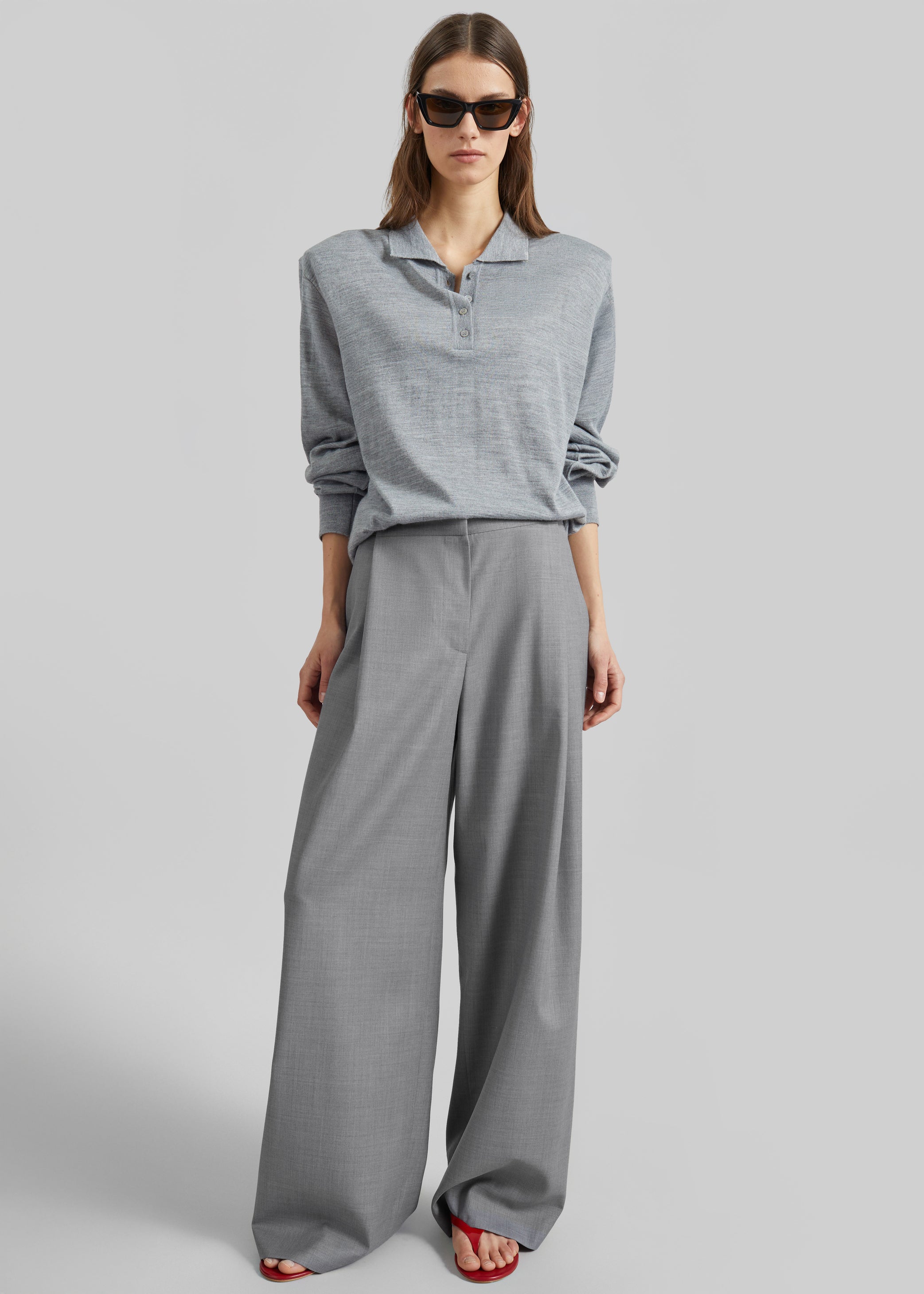 Shop the look image for Althea Pleated Trousers - Light Grey
