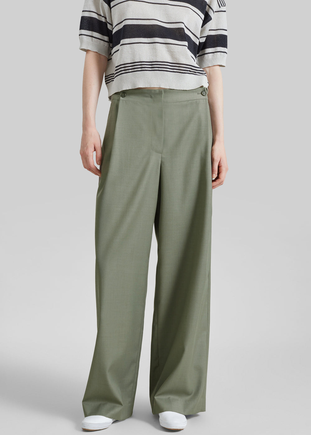Althea Pleated Trousers - Sage - 1
