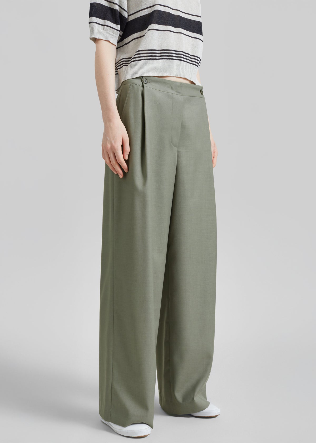 Althea Pleated Trousers - Sage - 4