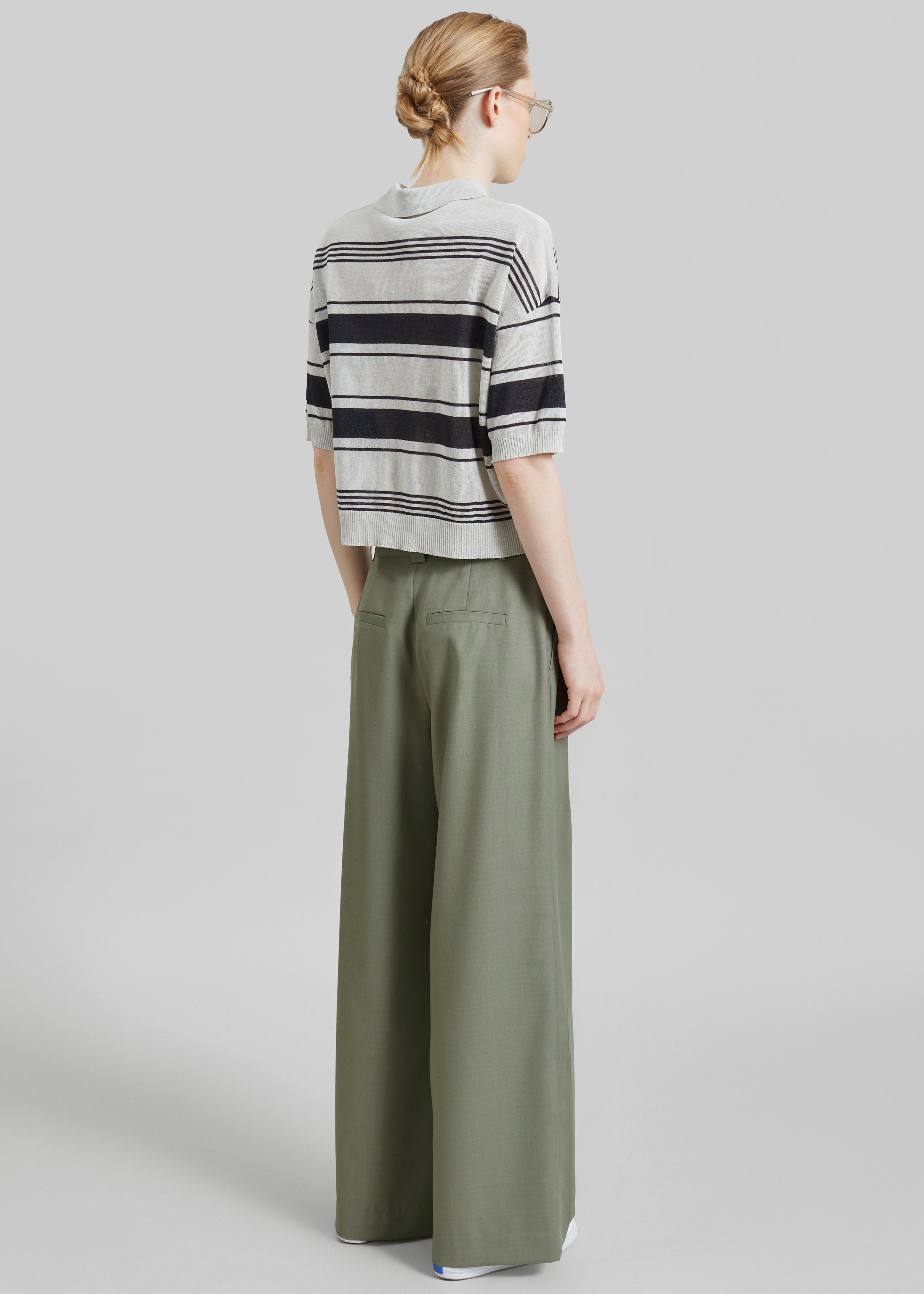 Althea Pleated Trousers - Sage - 5