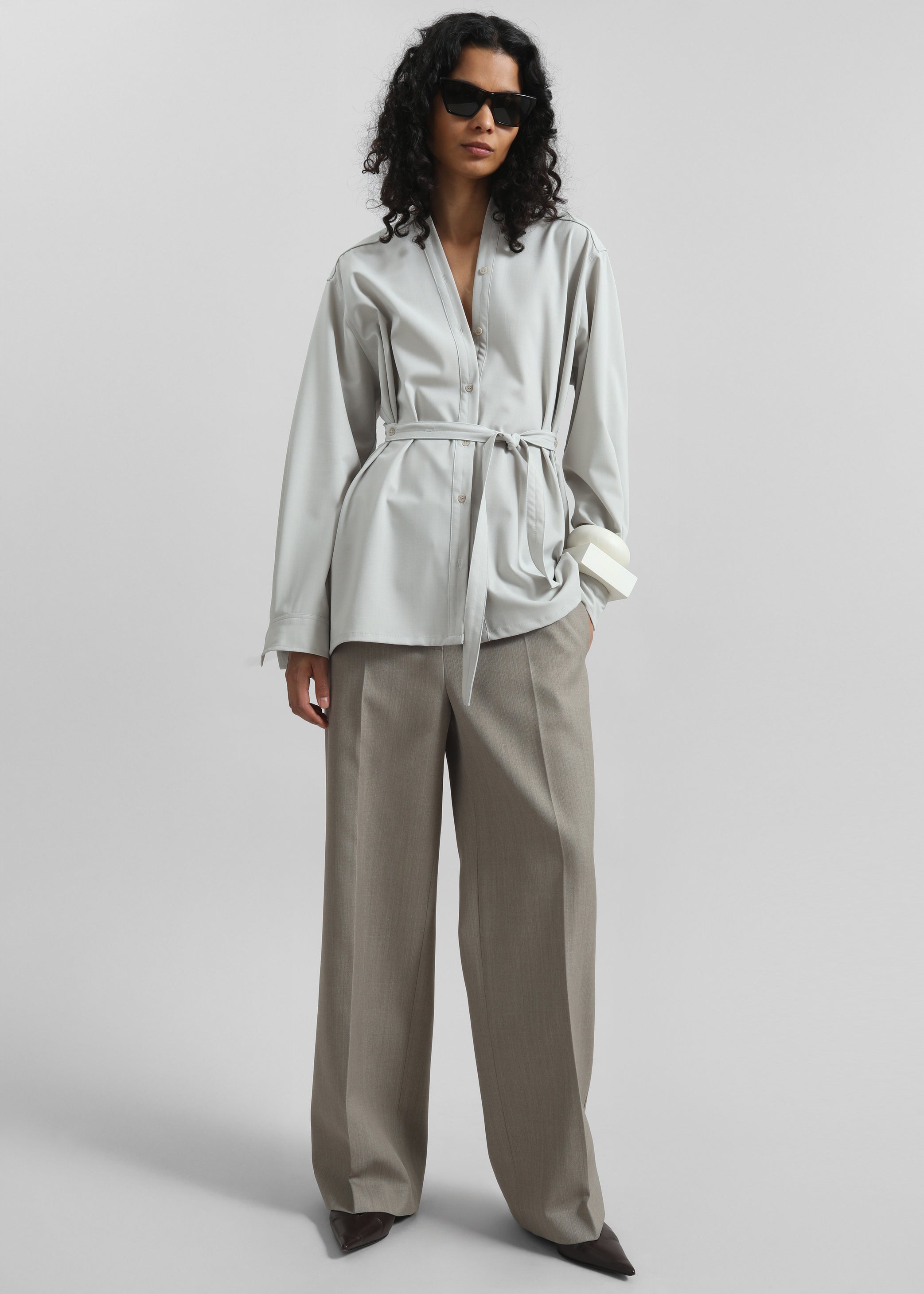 Shop the look image for Alven Belted Shirt - Stone
