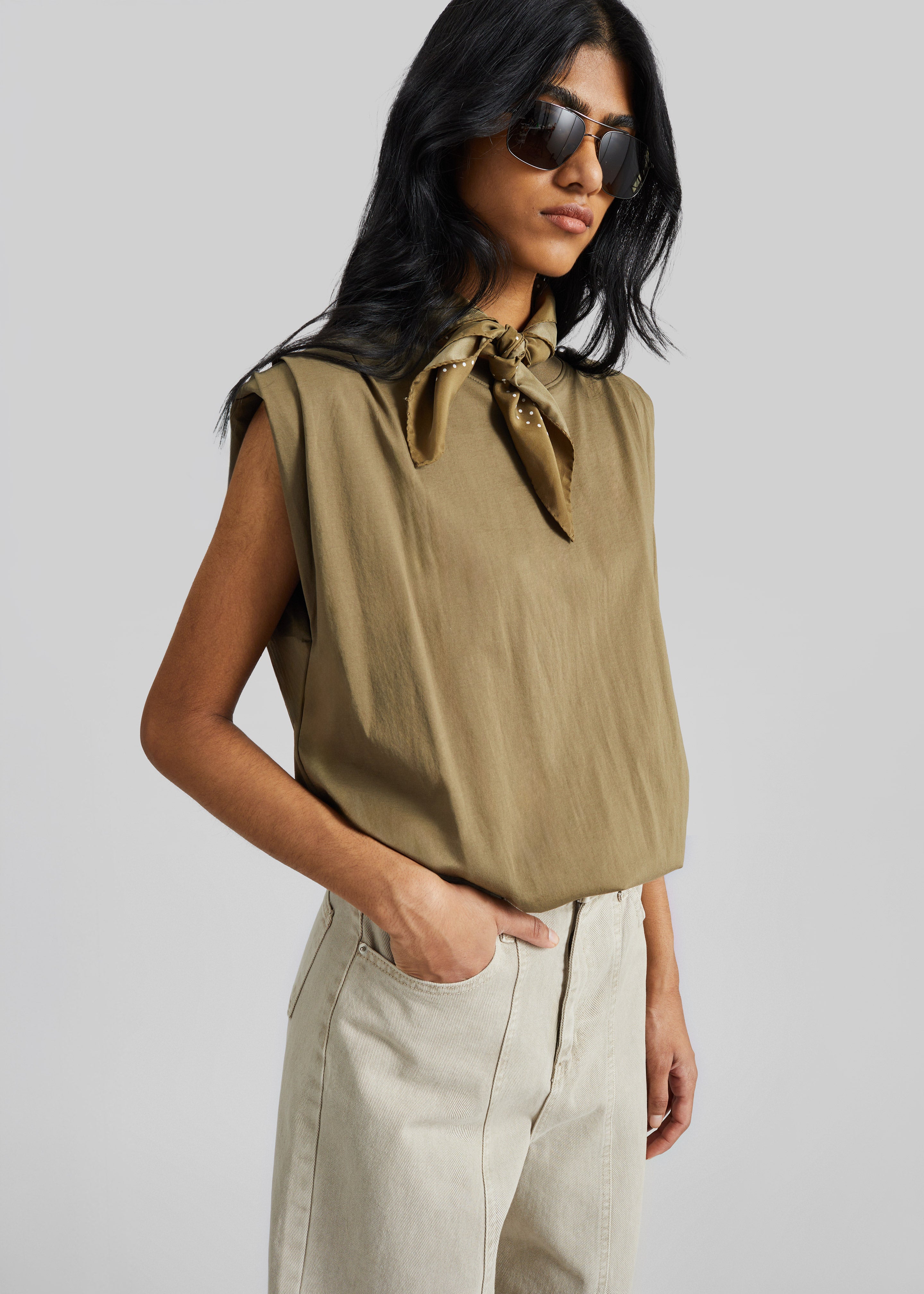 Alvor Padded Balloon Top - Olive - 1