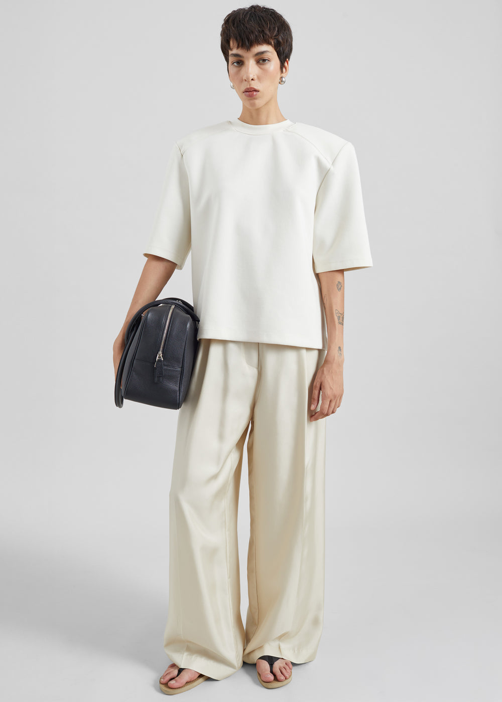 Alwen Neoprene Padded T-Shirt - Off White - 1