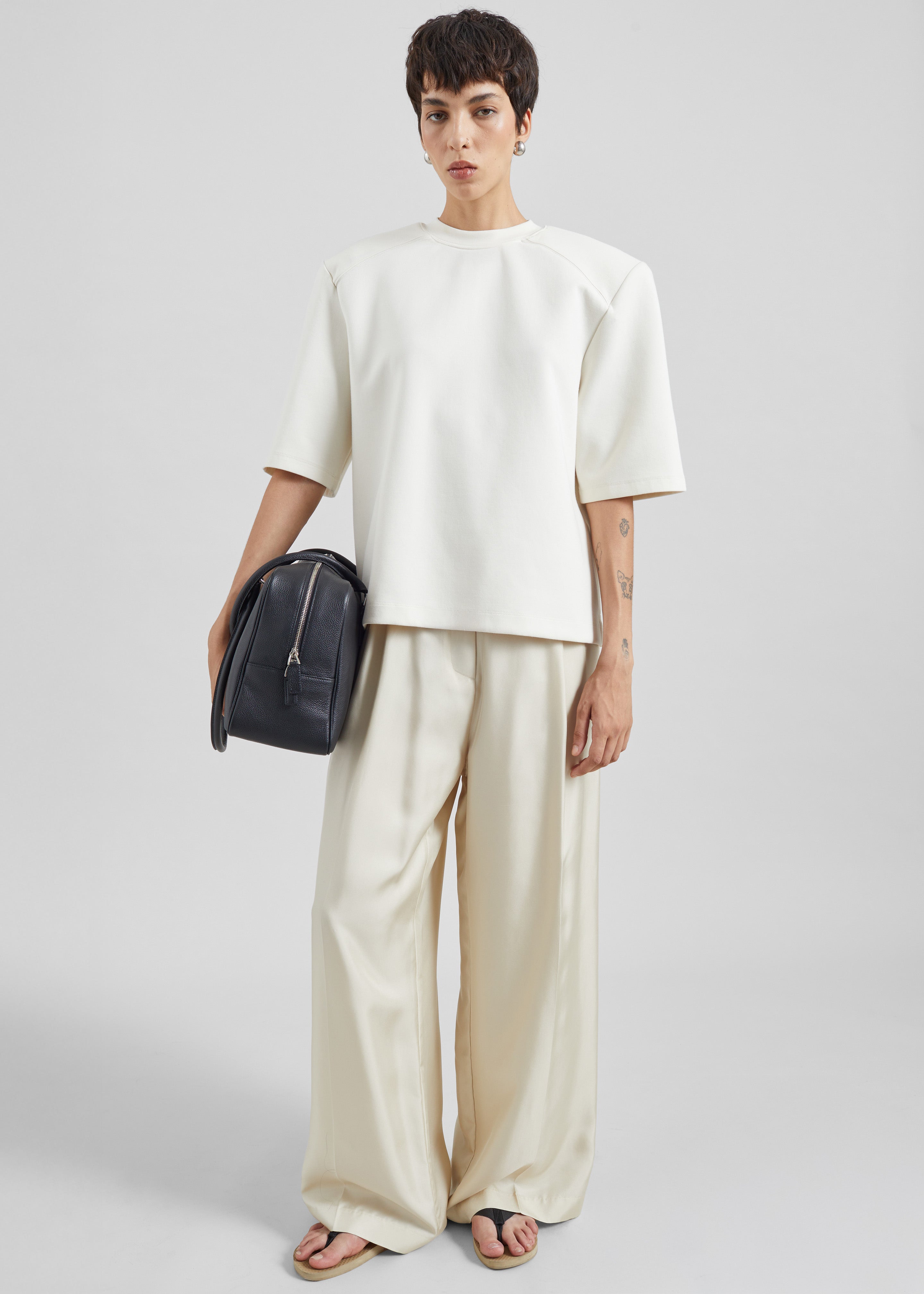 Alwen Neoprene Padded T-Shirt - Off White - 2
