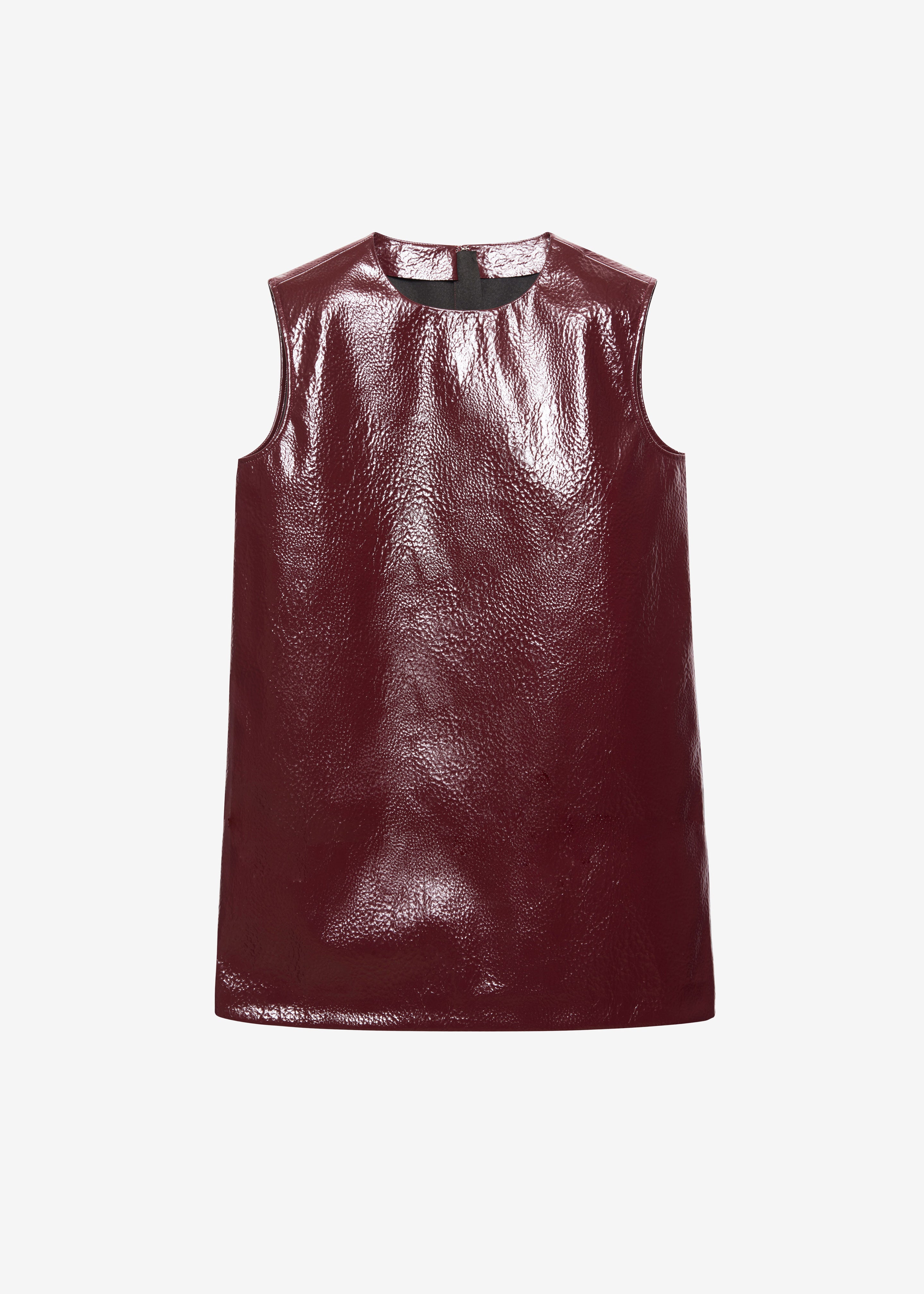 Amaris Crackled Faux Leather Tank Top - Burgundy - 9